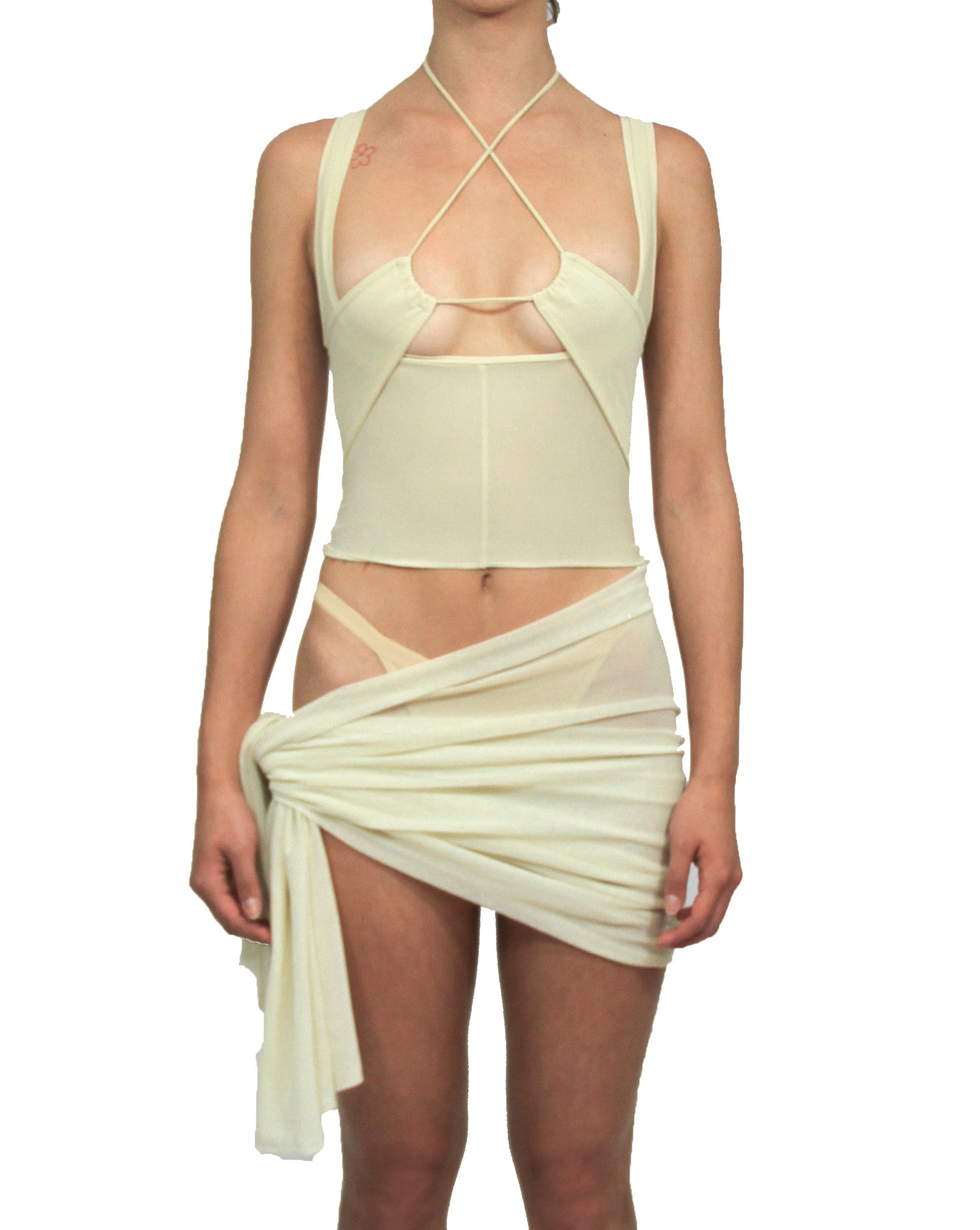 Illusion mesh underbust top