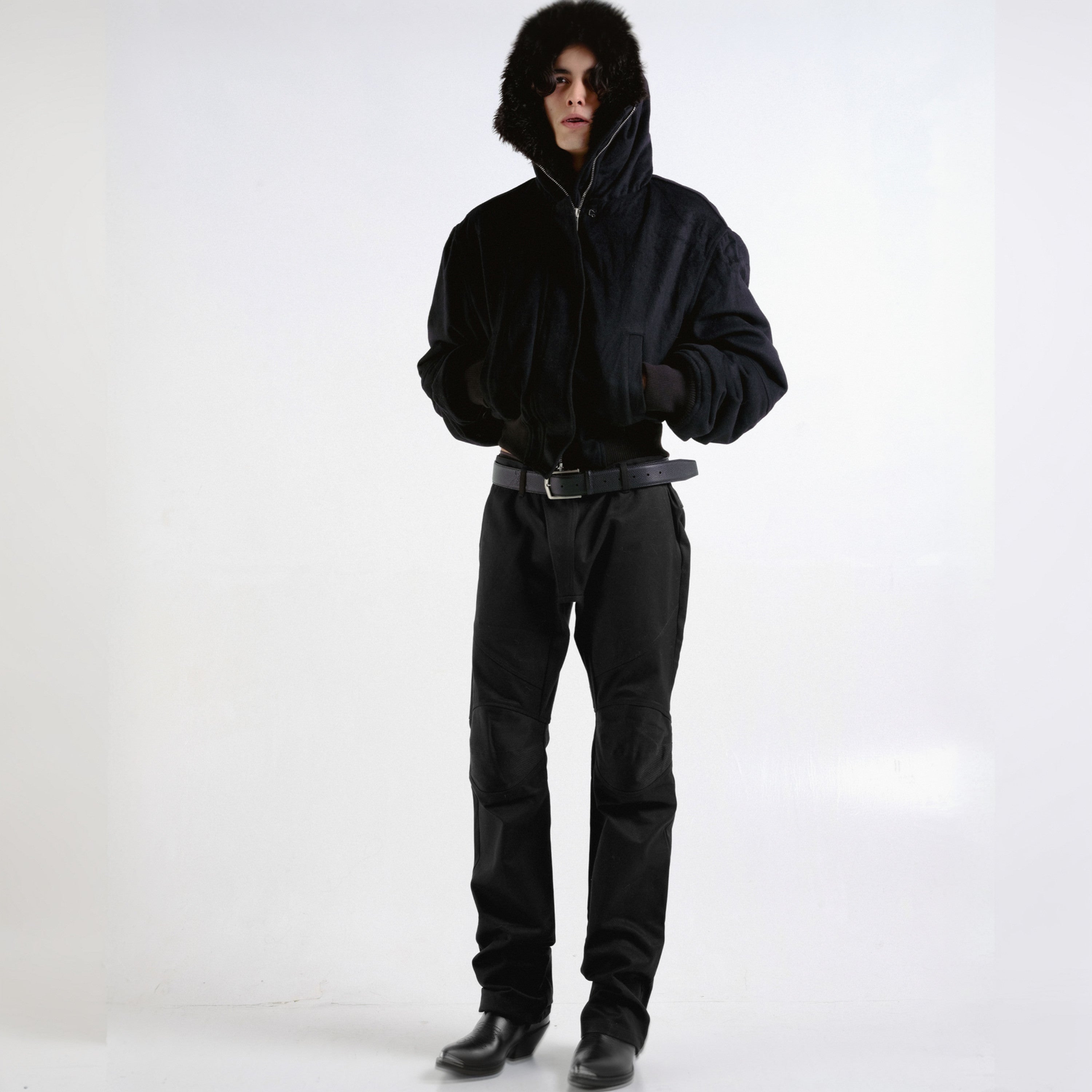 Moto denim jeans in black