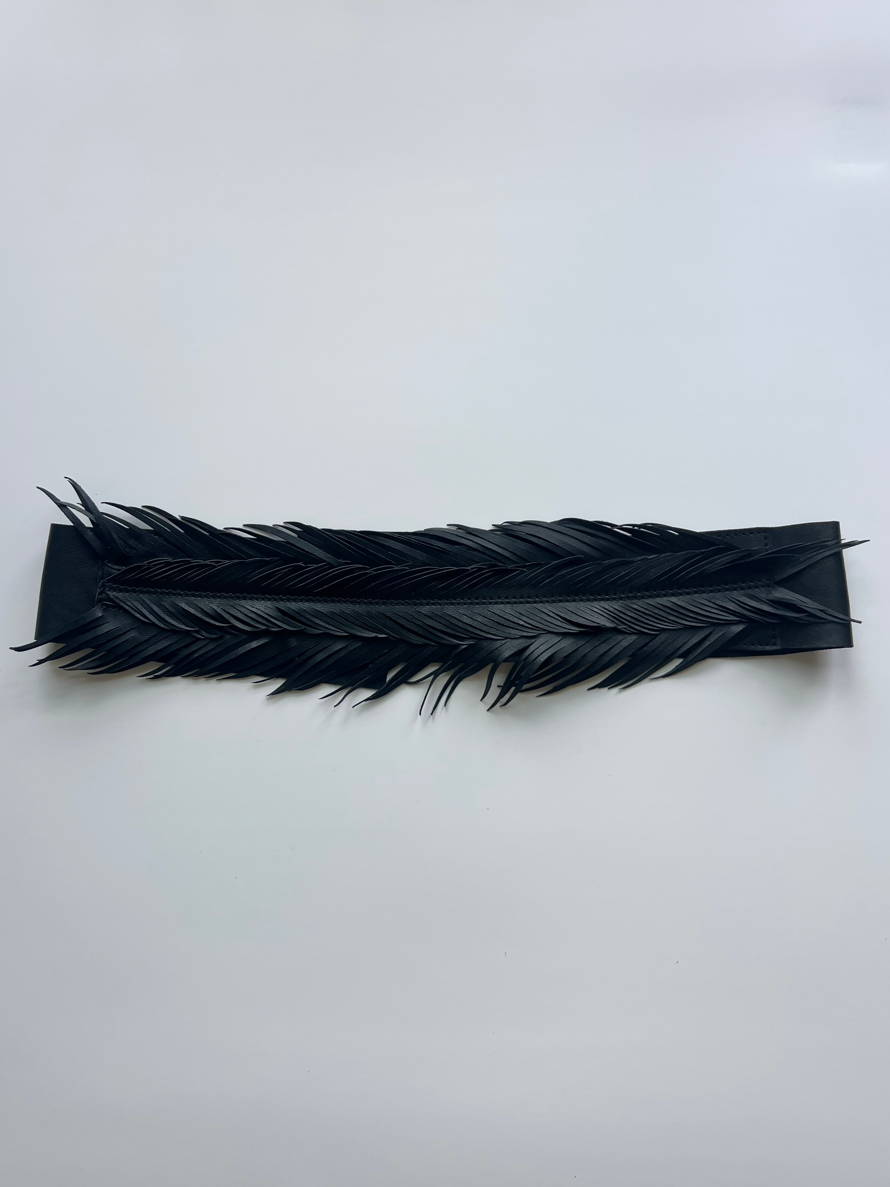 Leather feather belt