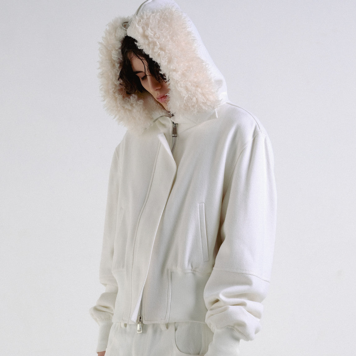 Wool-blend n2b in white