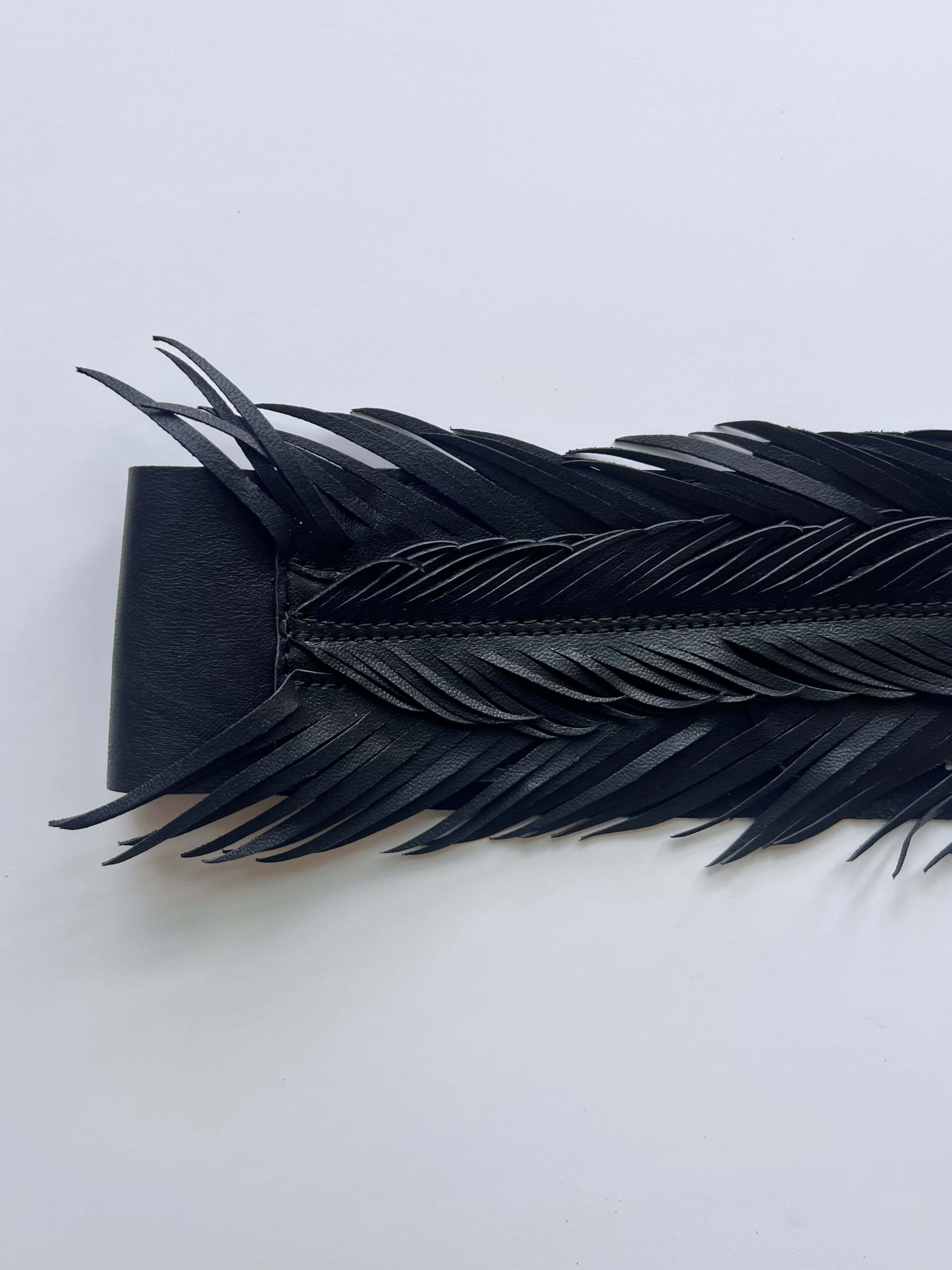 Leather feather belt
