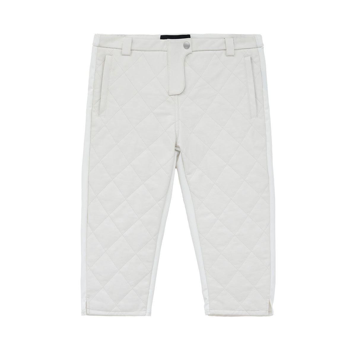 Low-rise leather capri pants in white