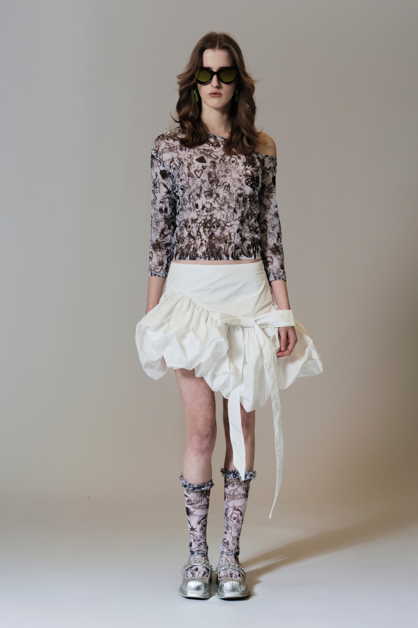 Tilly top sketchbook print white