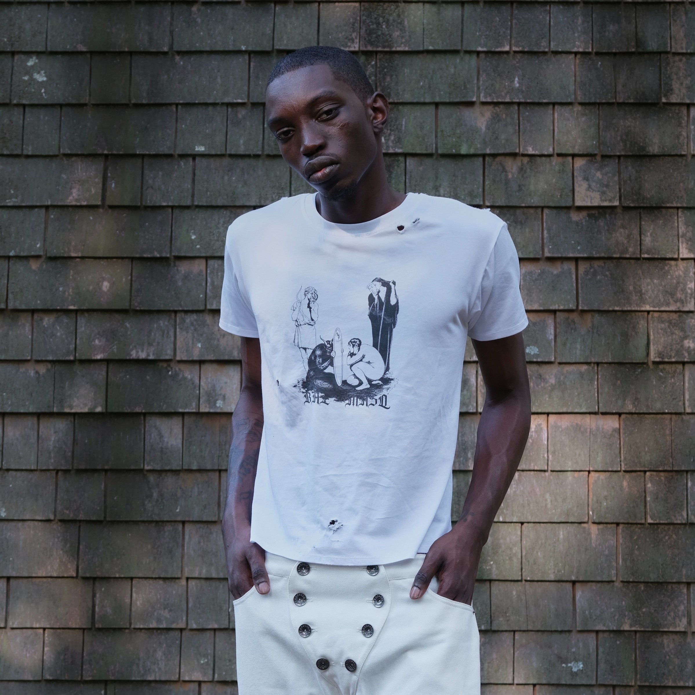 Masquerade linen-blend t-shirt