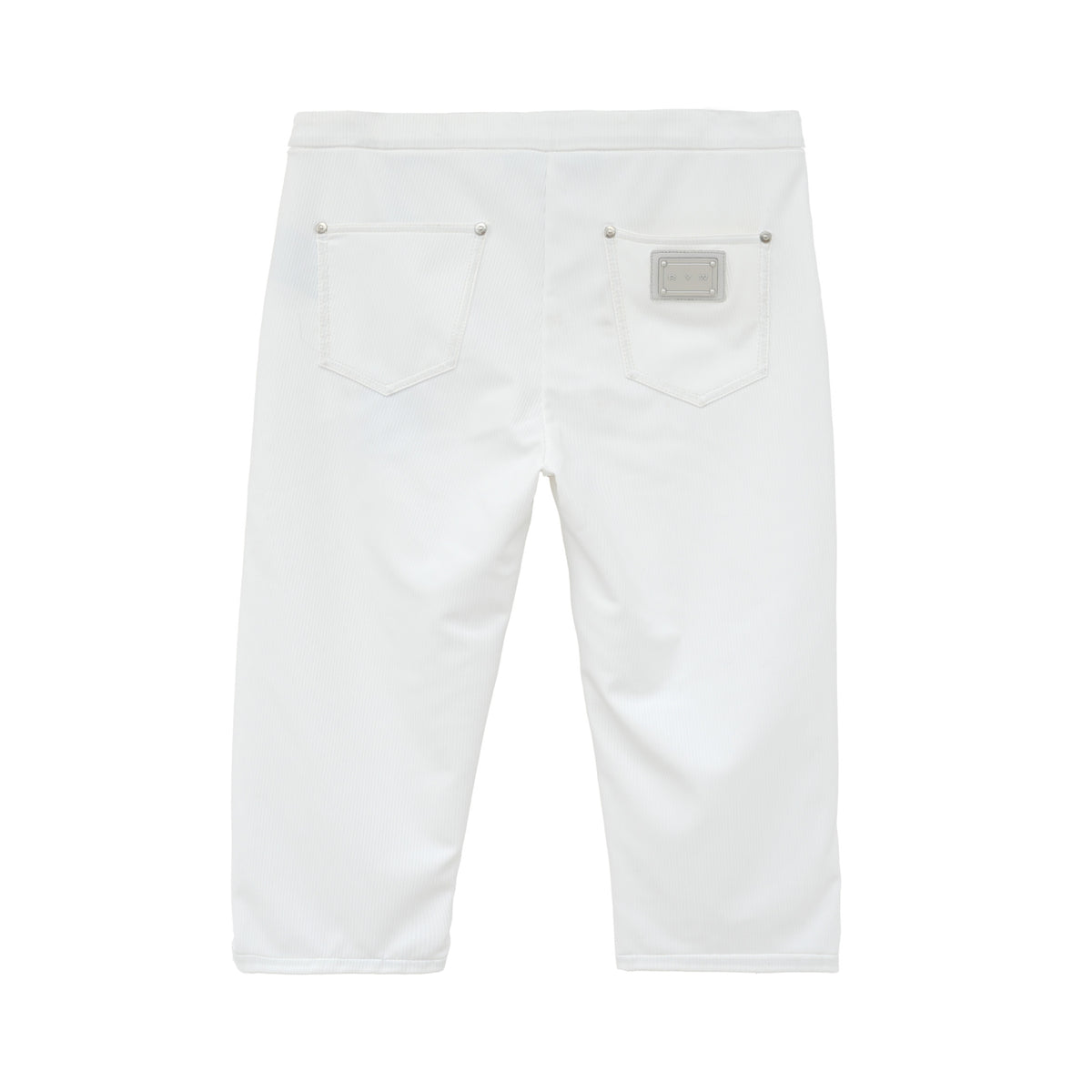 Low-rise leather capri pants in white