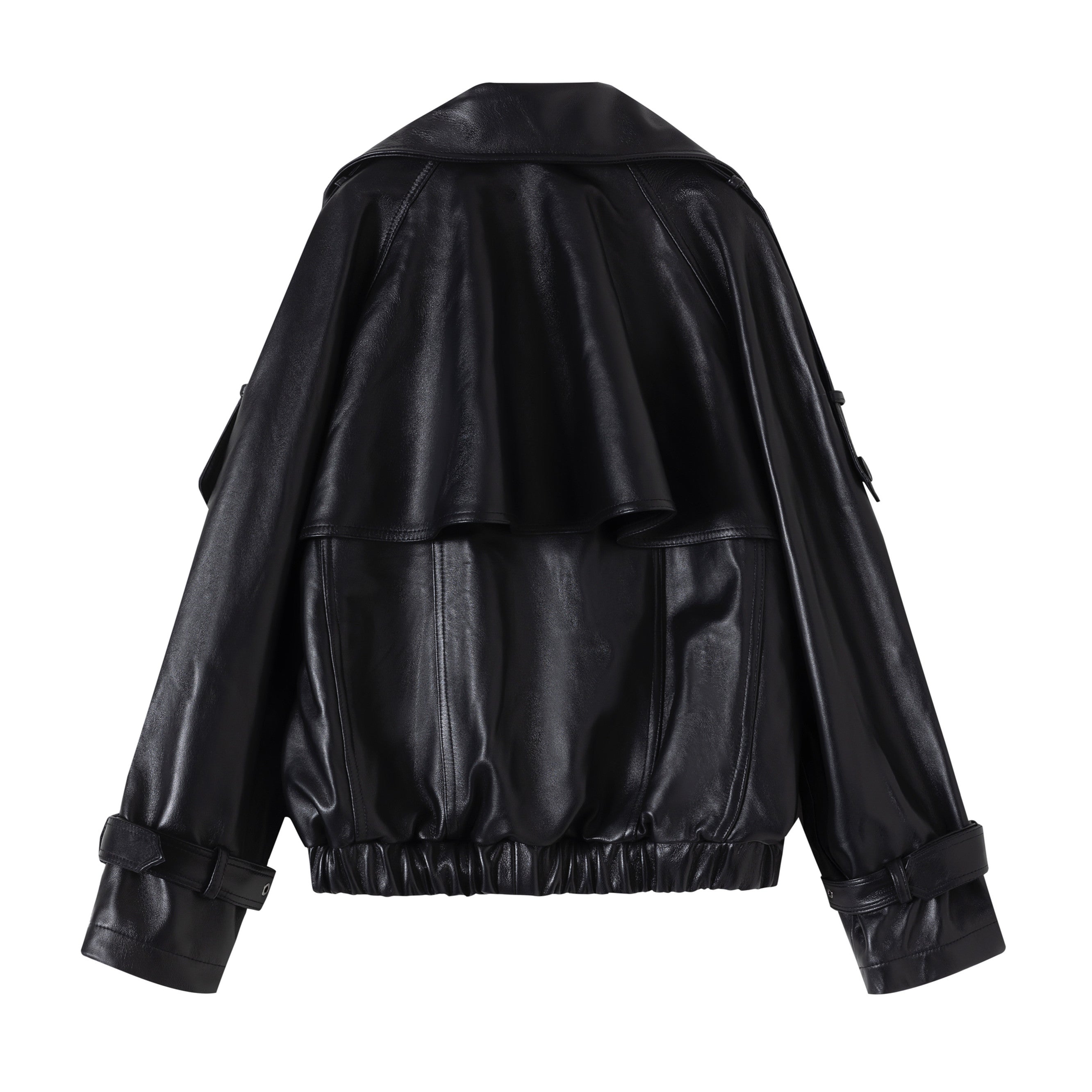 Cropped leather trench