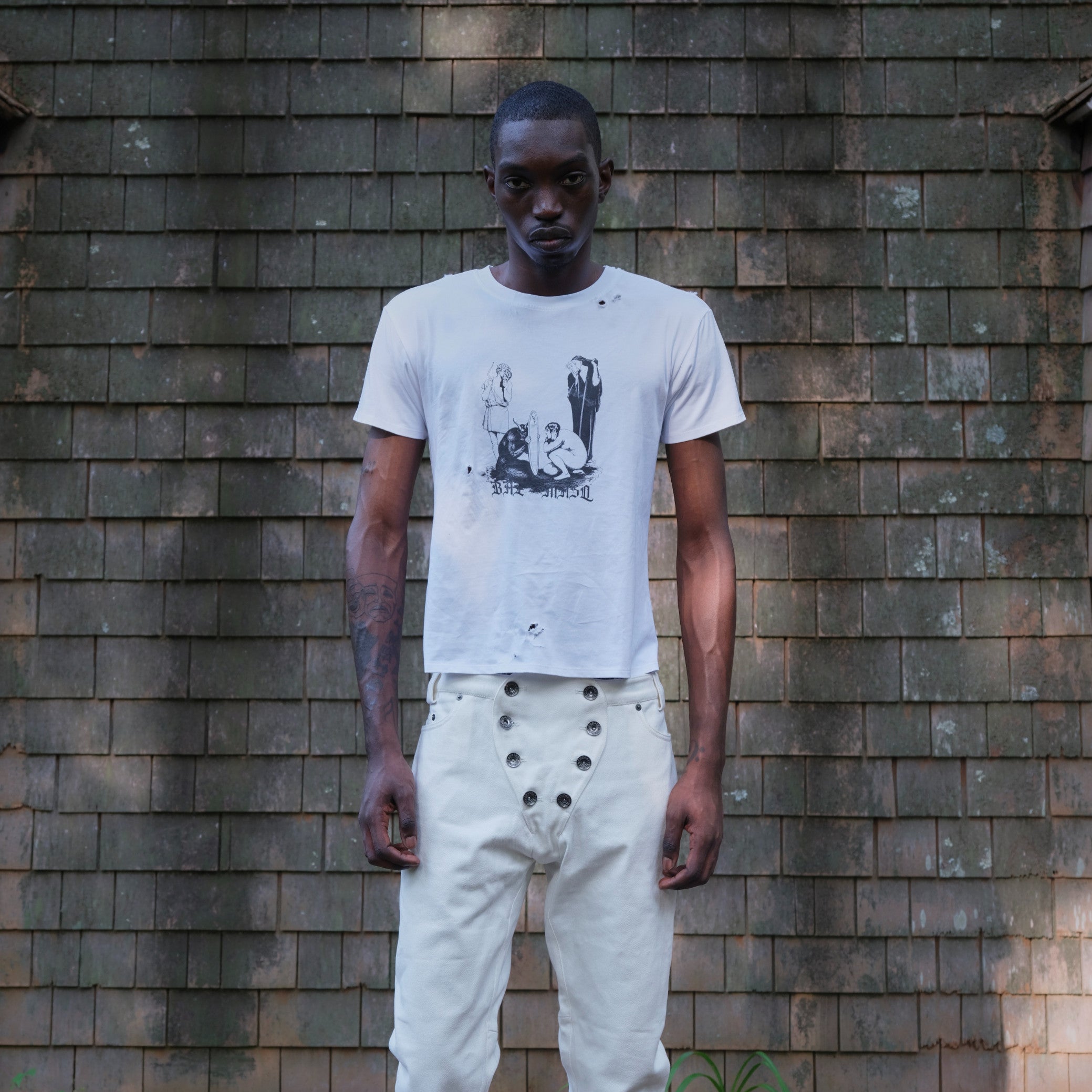 Masquerade linen-blend t-shirt