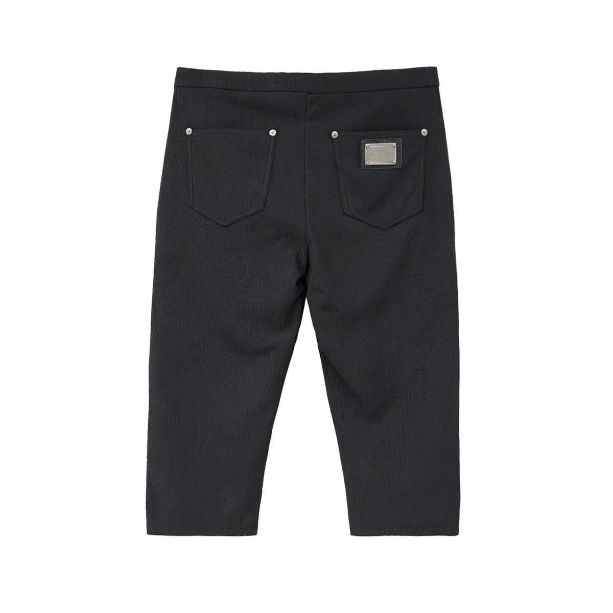 Low-rise leather capri pants in black