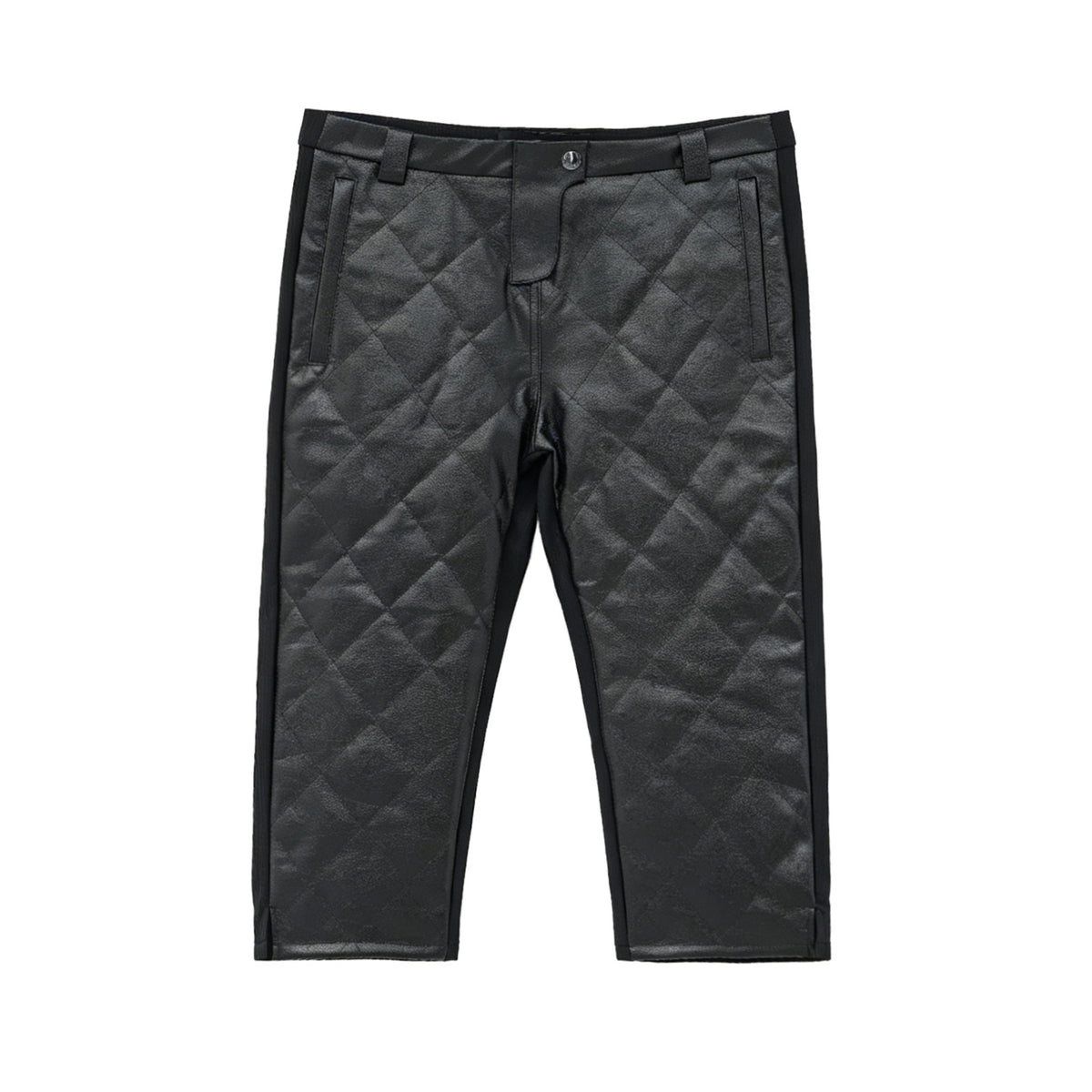 Low-rise leather capri pants in black