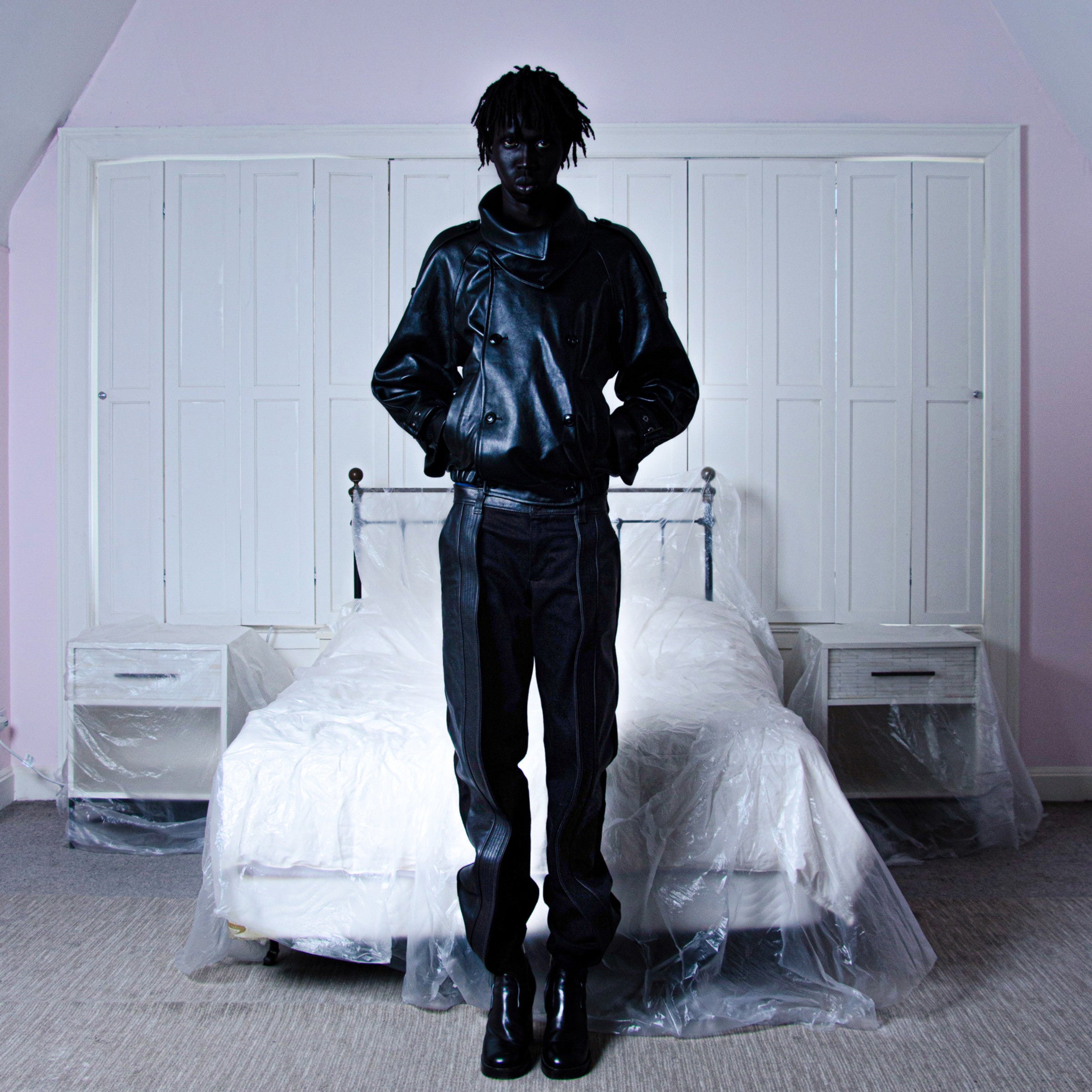 Cropped leather trench
