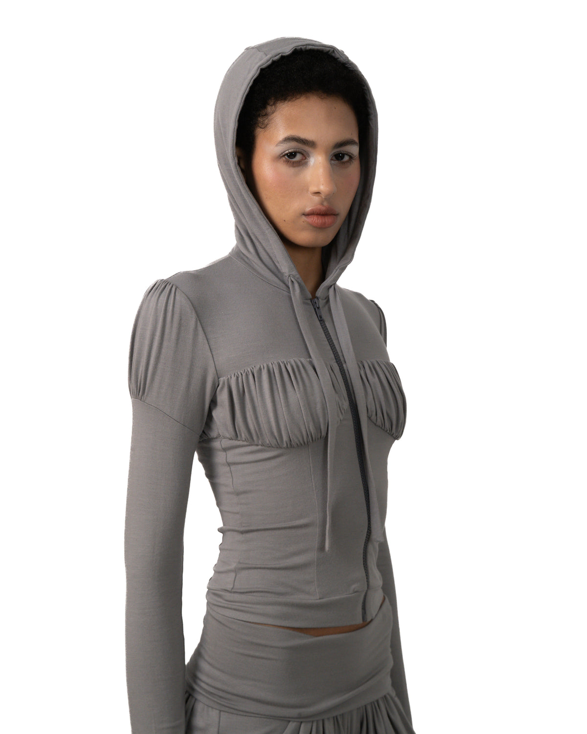 Ruched zip up jacket