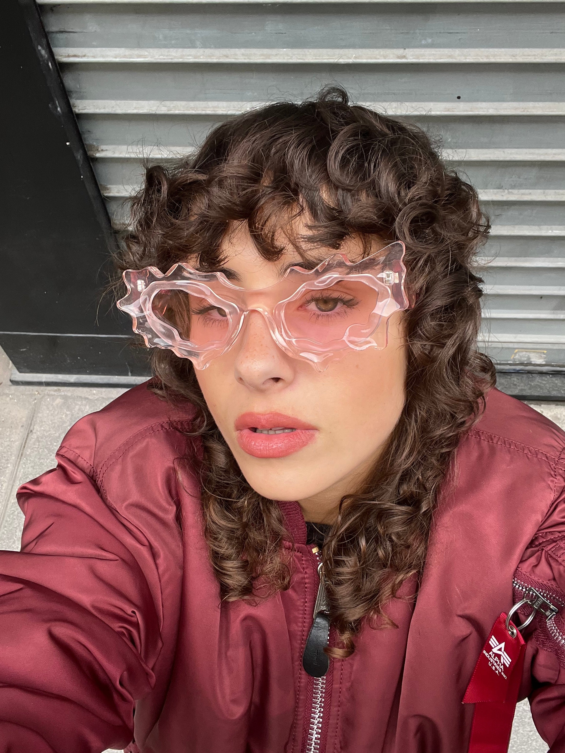 Fully baby pink spike sunglasses