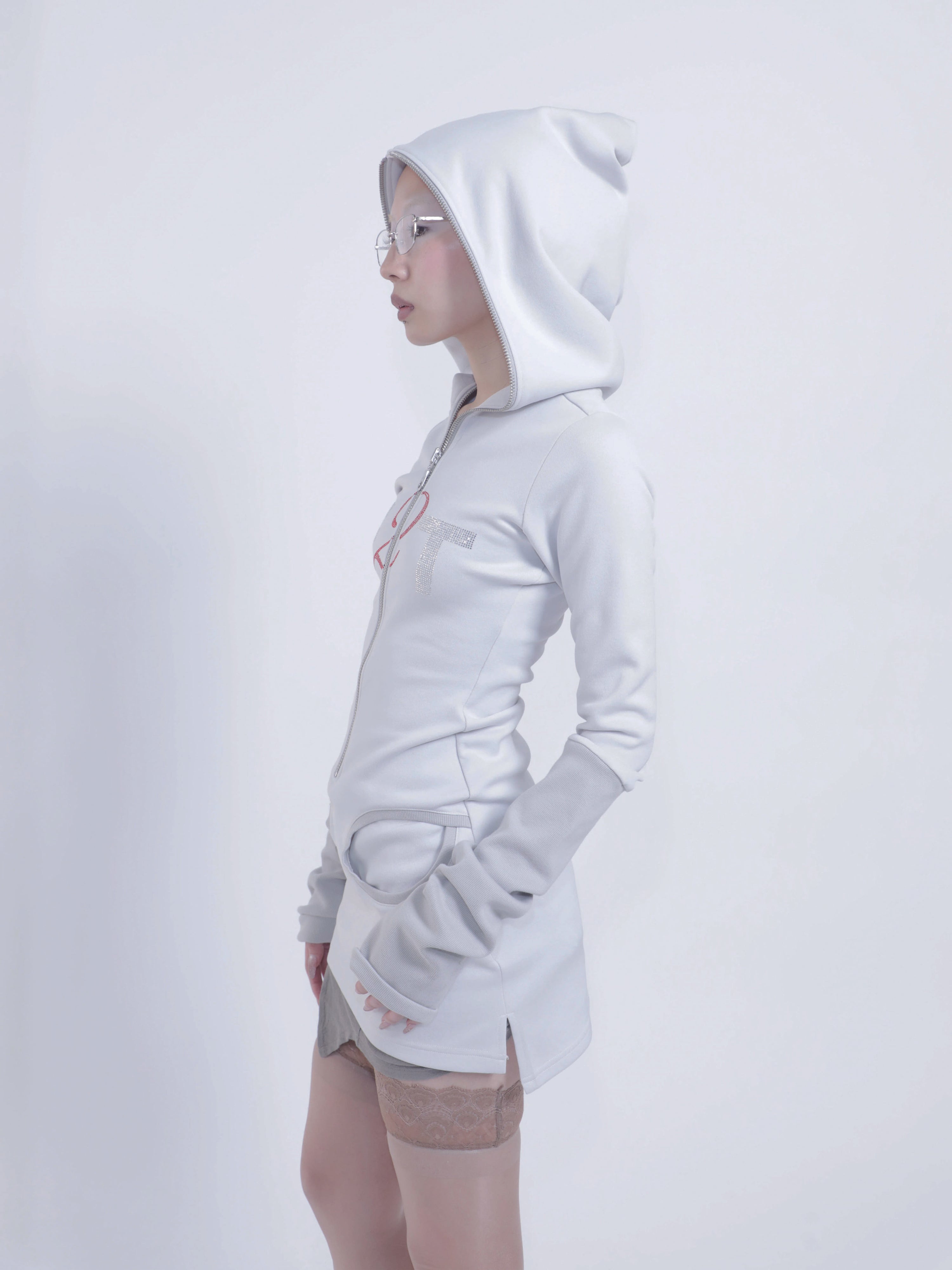 Free 2 talk- zip up dress- lg
