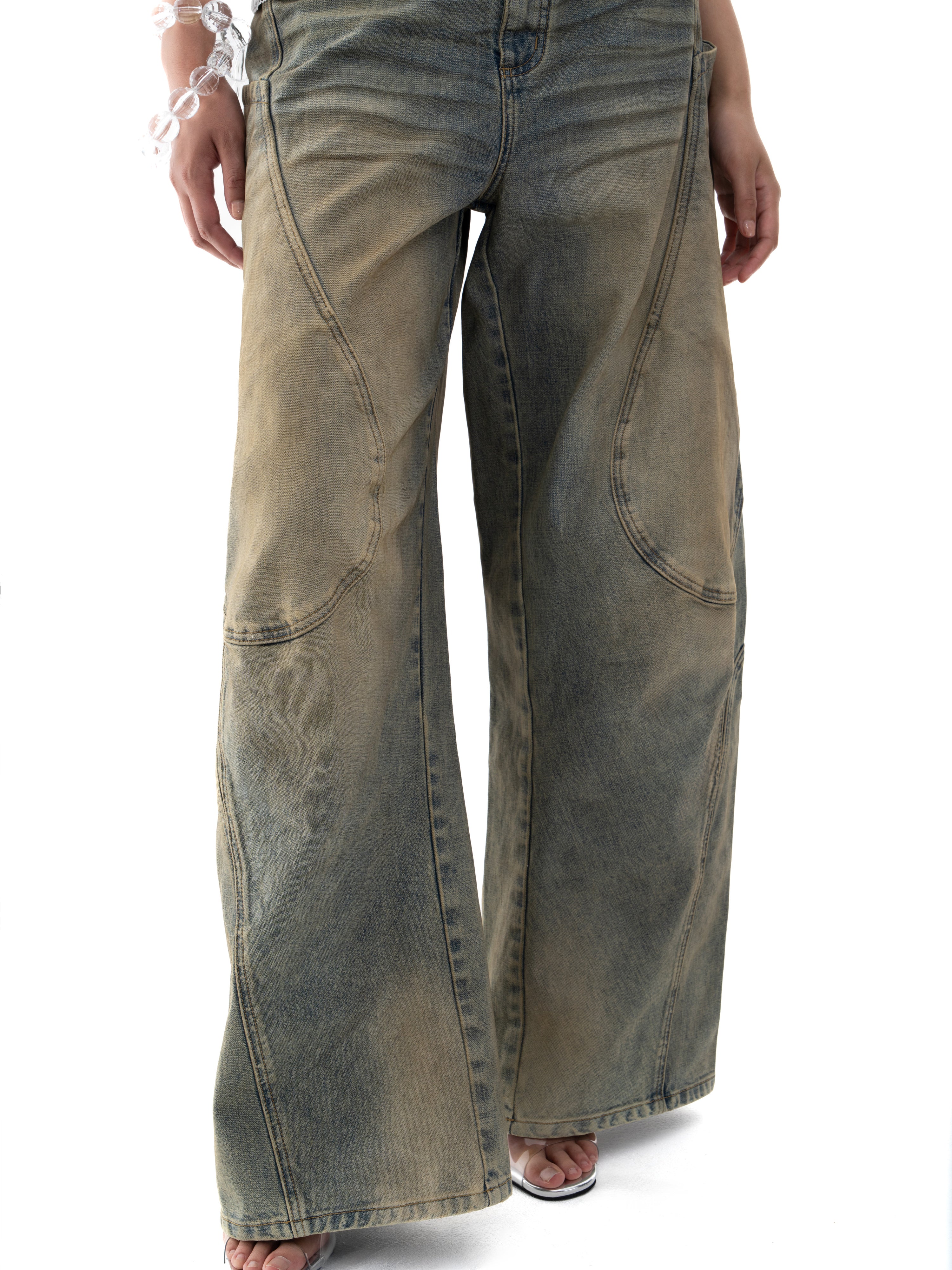 Bowed up trouser- denim- rust