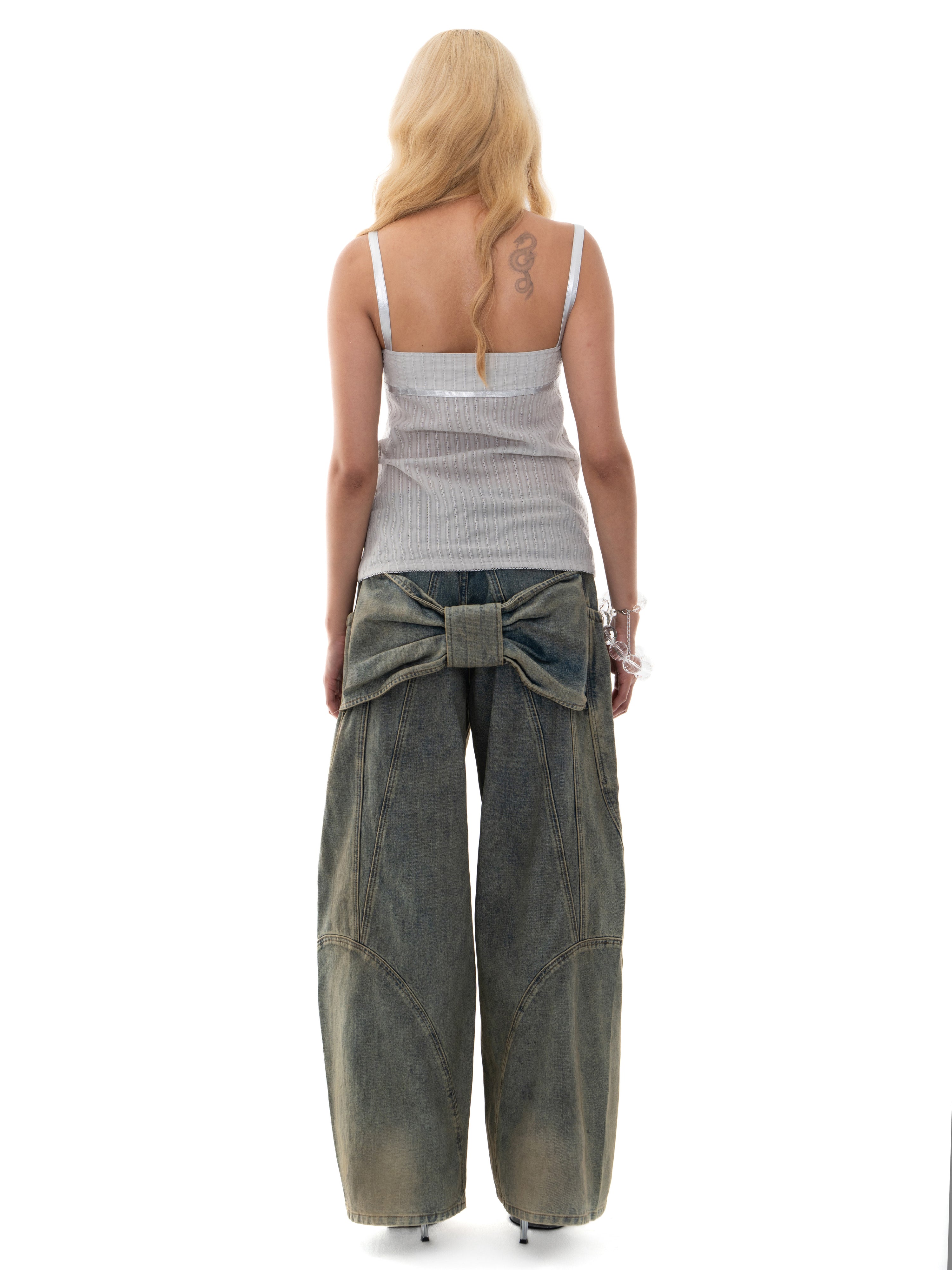 Bowed up trouser- denim- rust