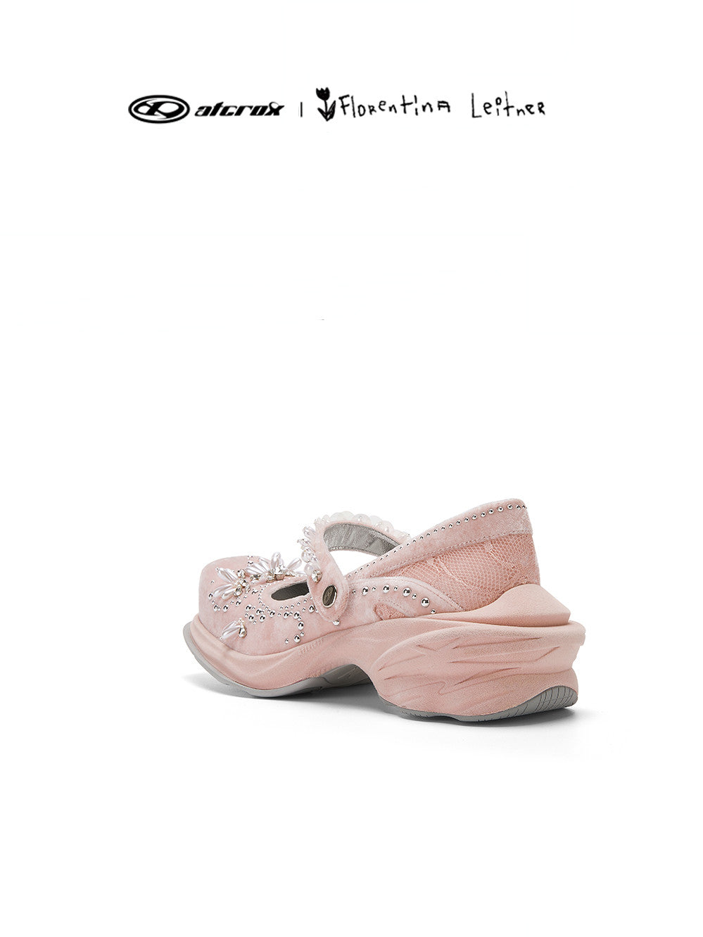 Velvet pearl shoes - pink