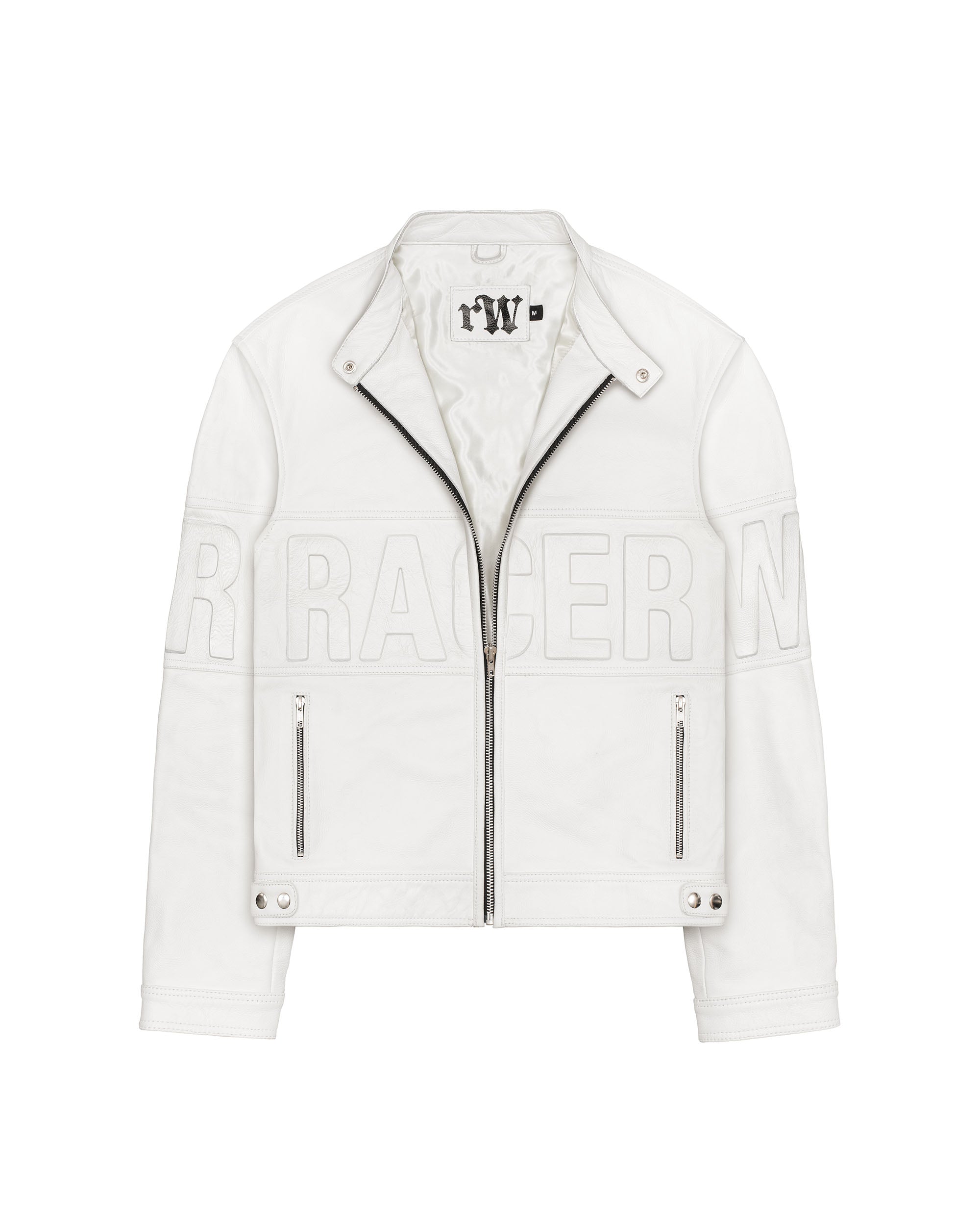 White embossed leather jacket