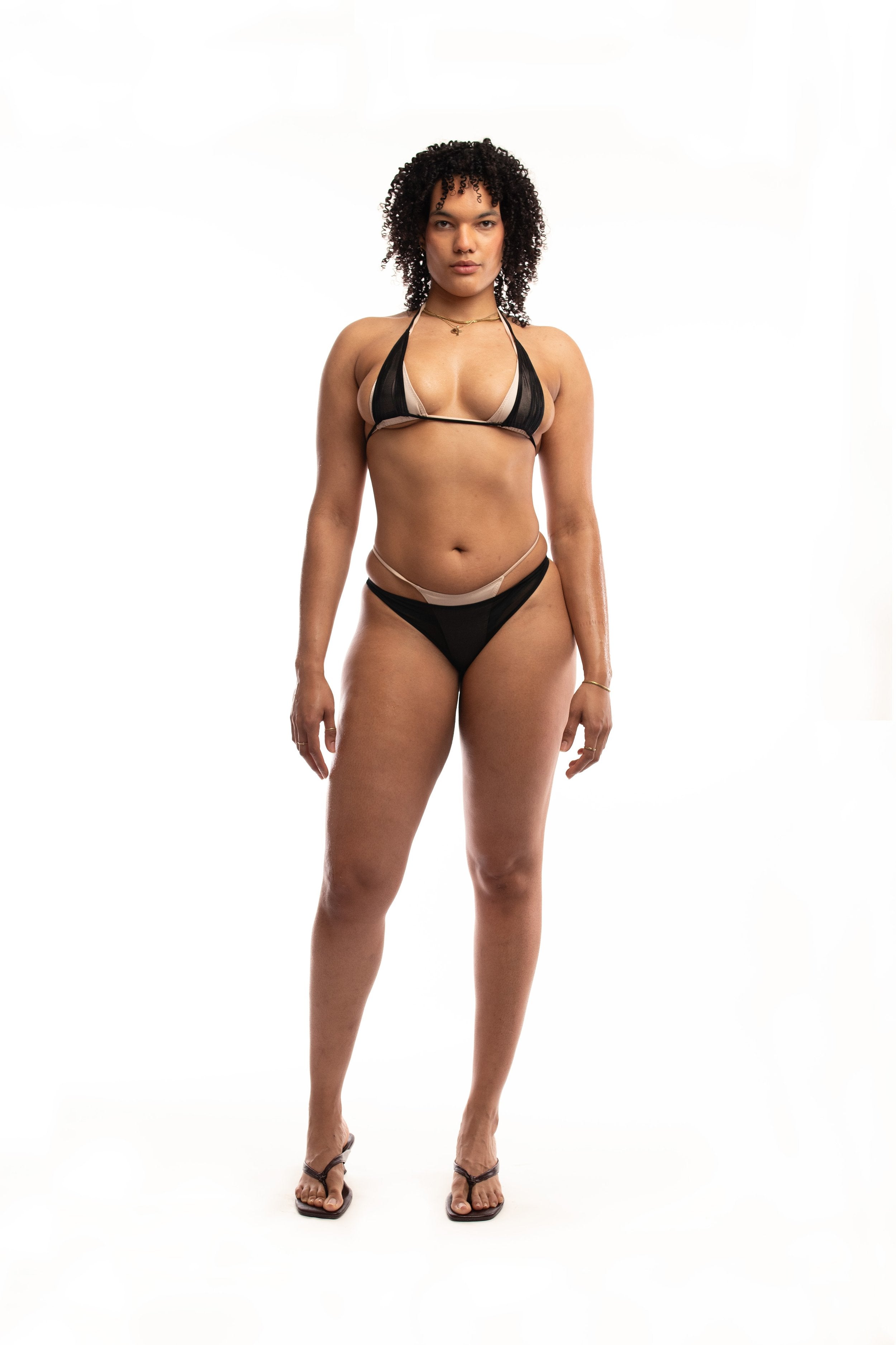 Double layered bikini set - pink & transparent black