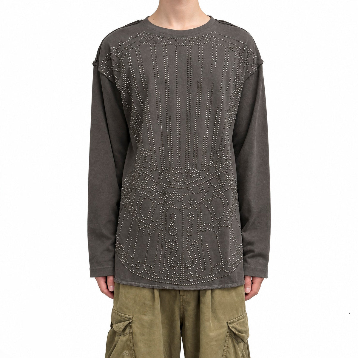 Roy rhinestone long sleeve charcoal