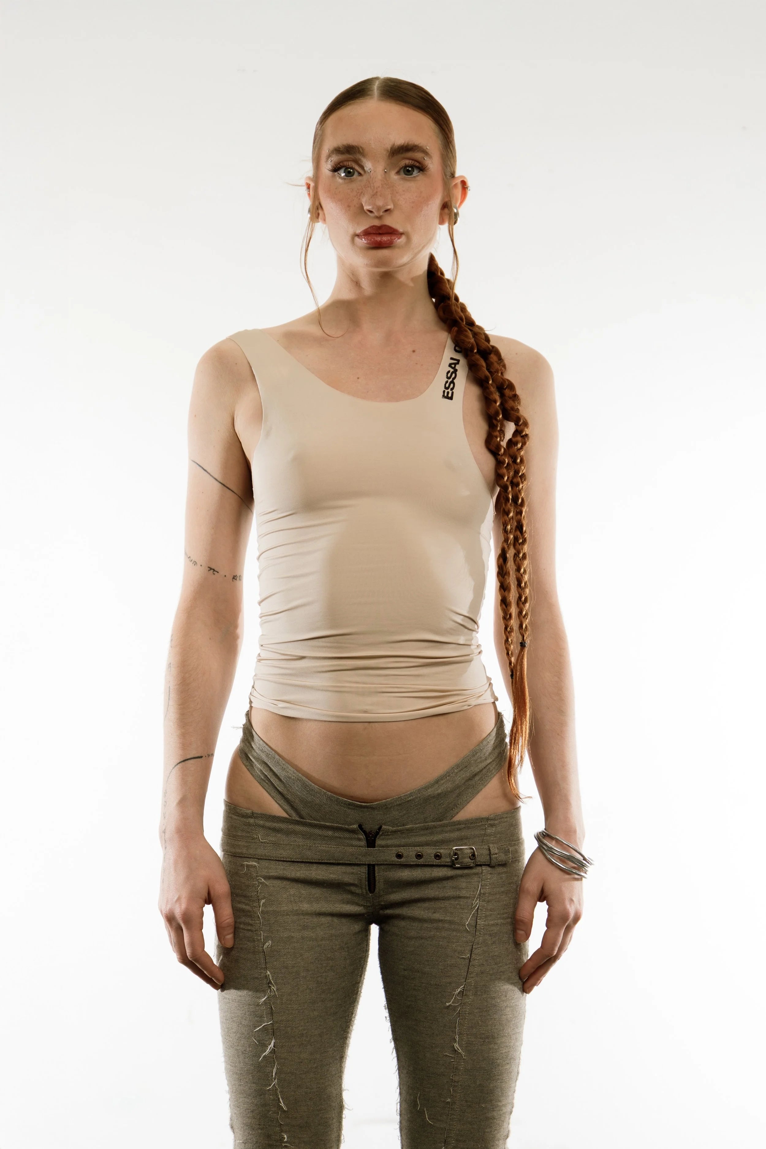 Distorted tank top- powder pink