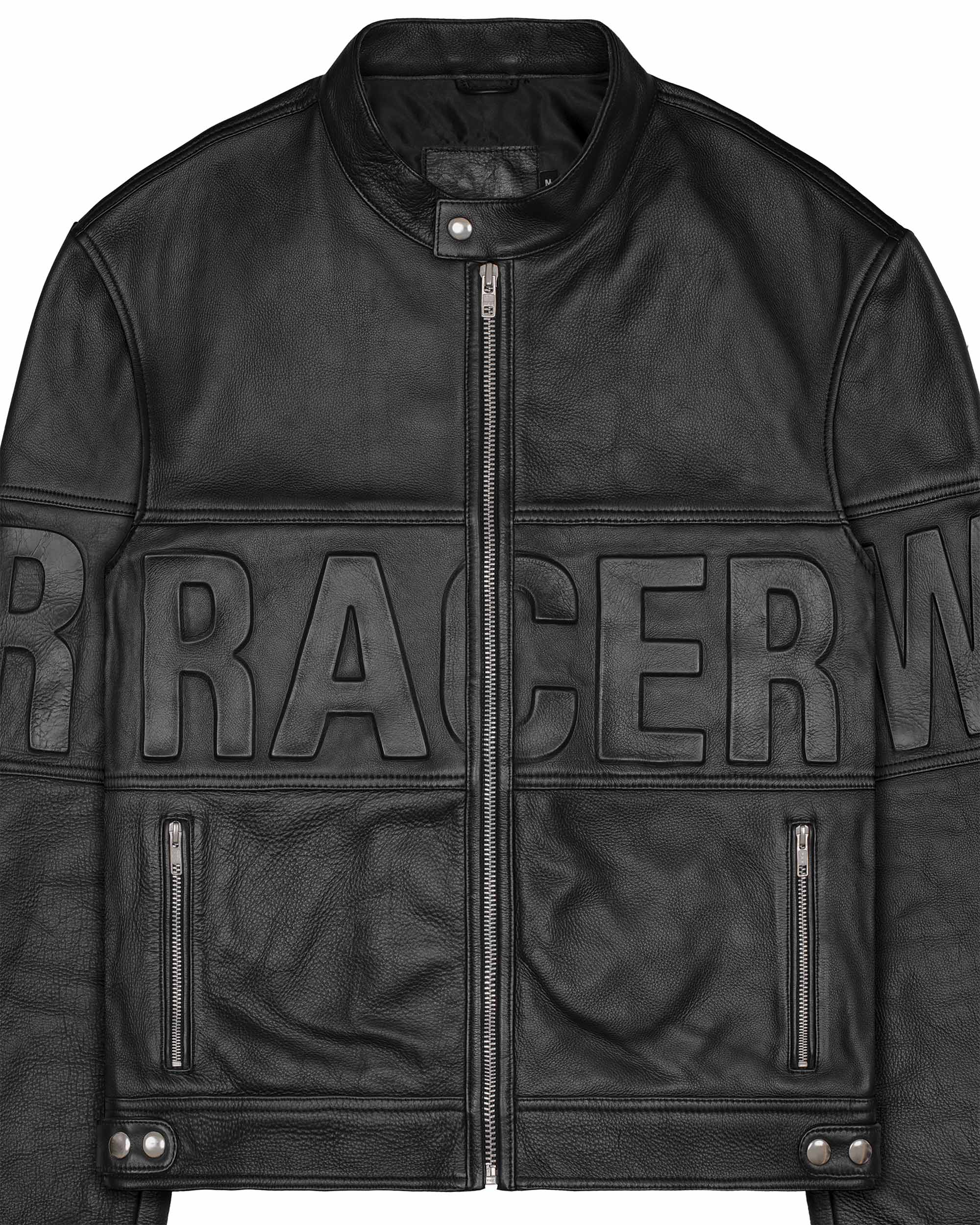 Black embossed leather jacket