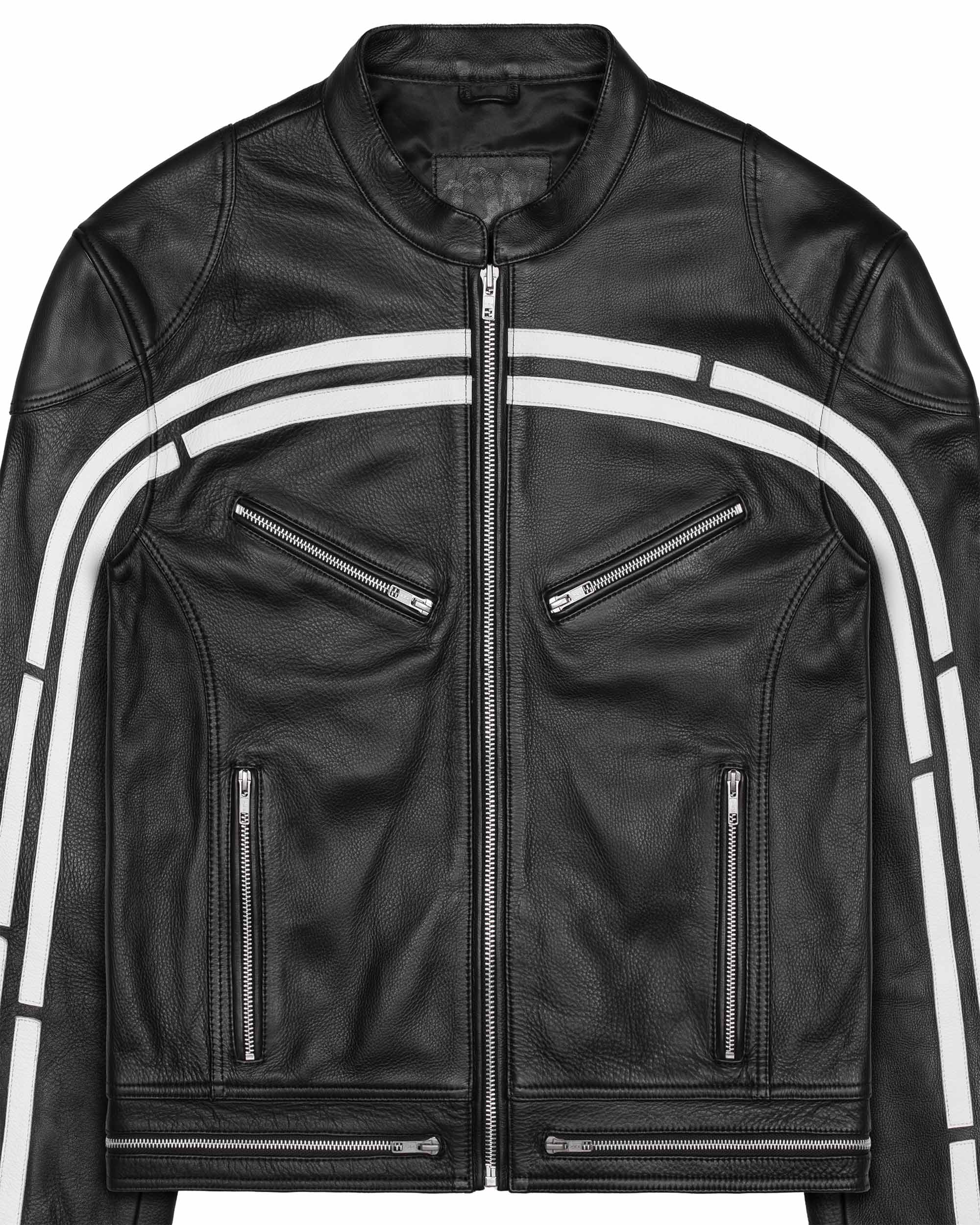 Track leather jacket
