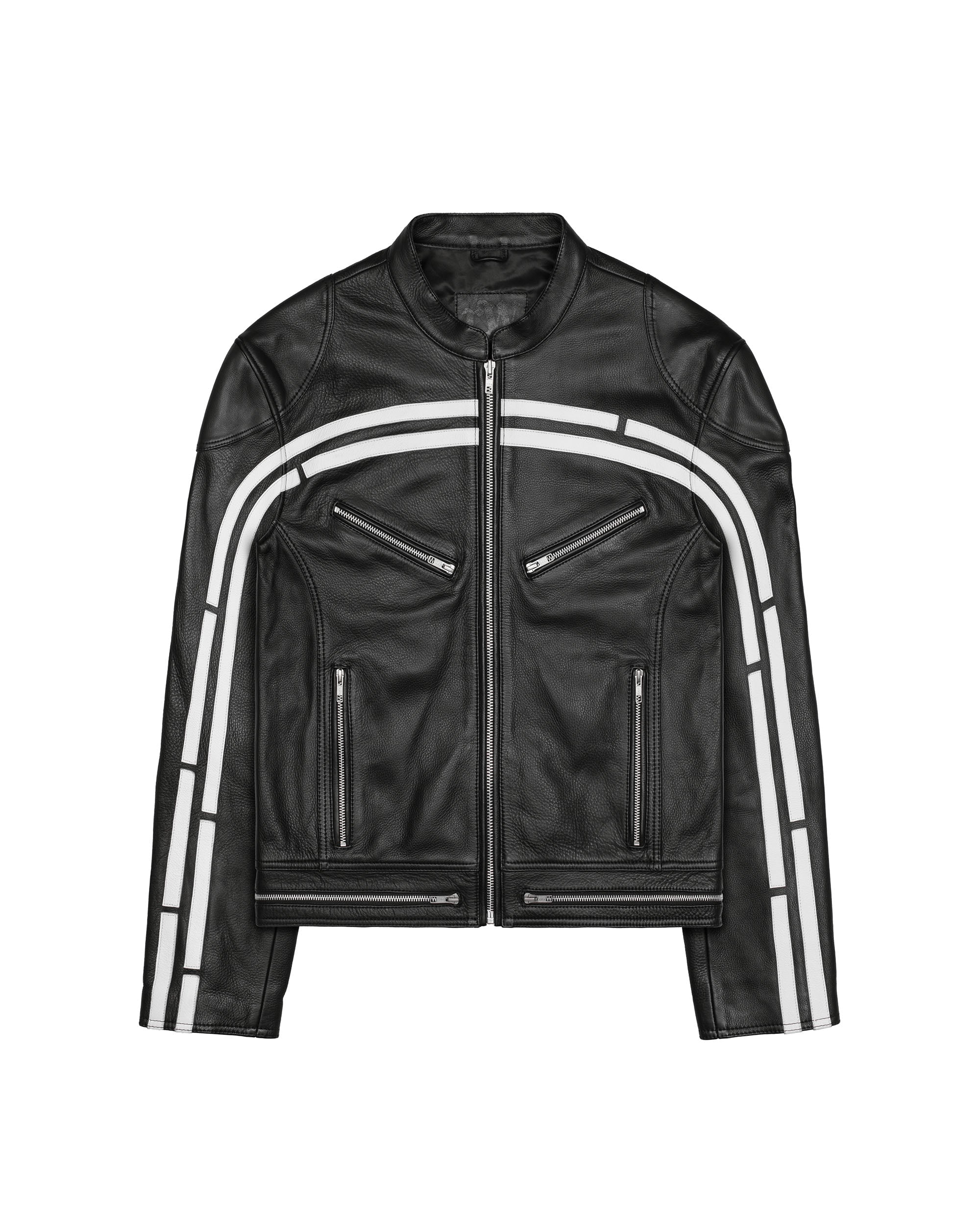 Track leather jacket