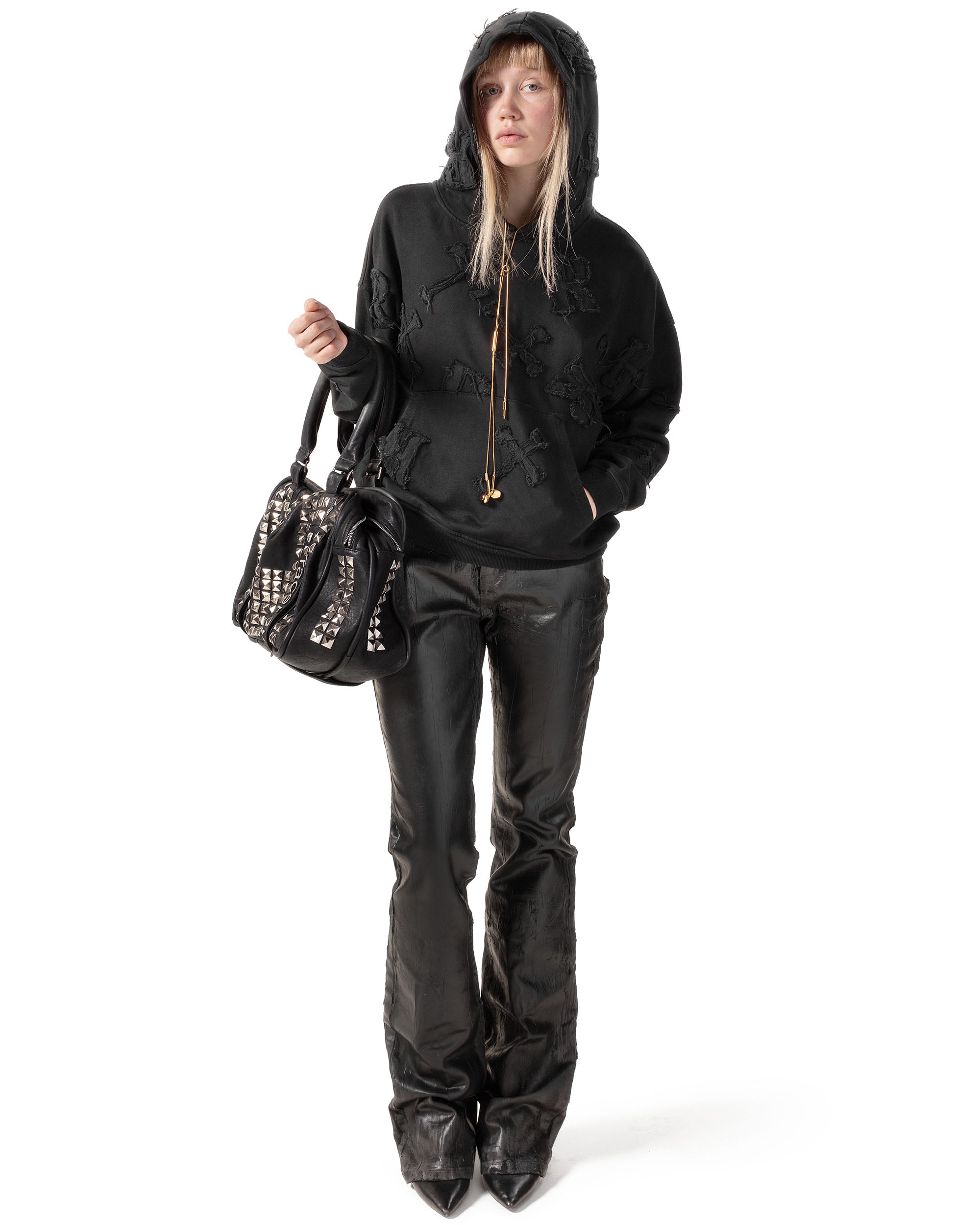 Black patch hoodie
