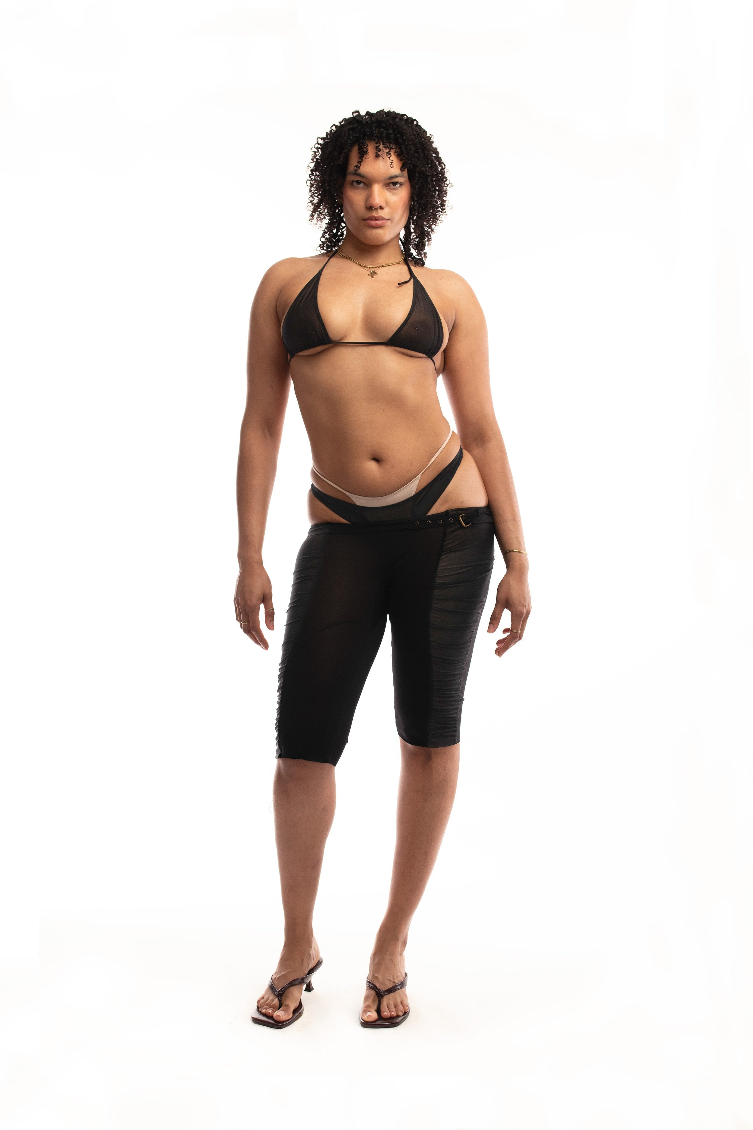 Mini transparent bikini top - black