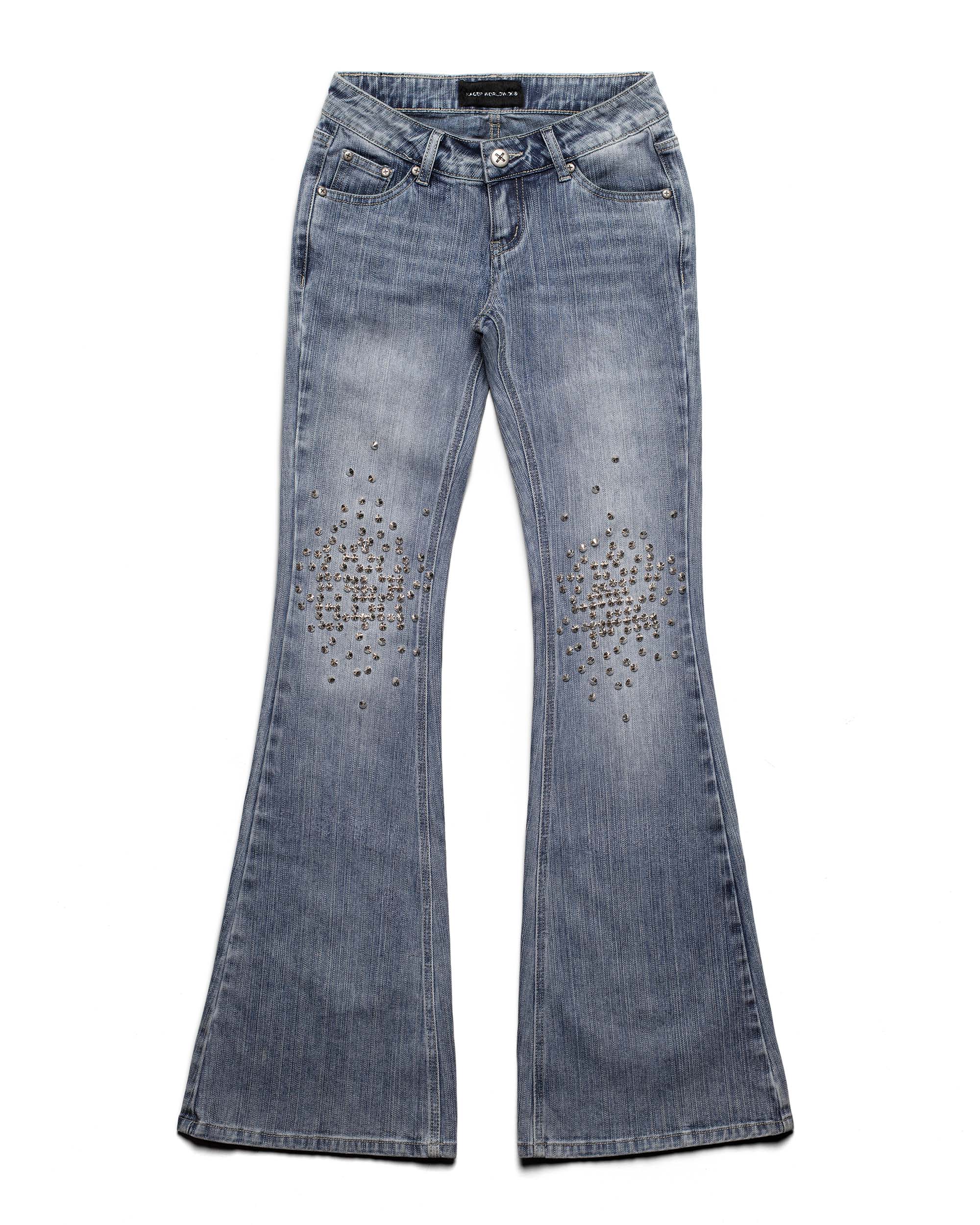 Spike flared denim