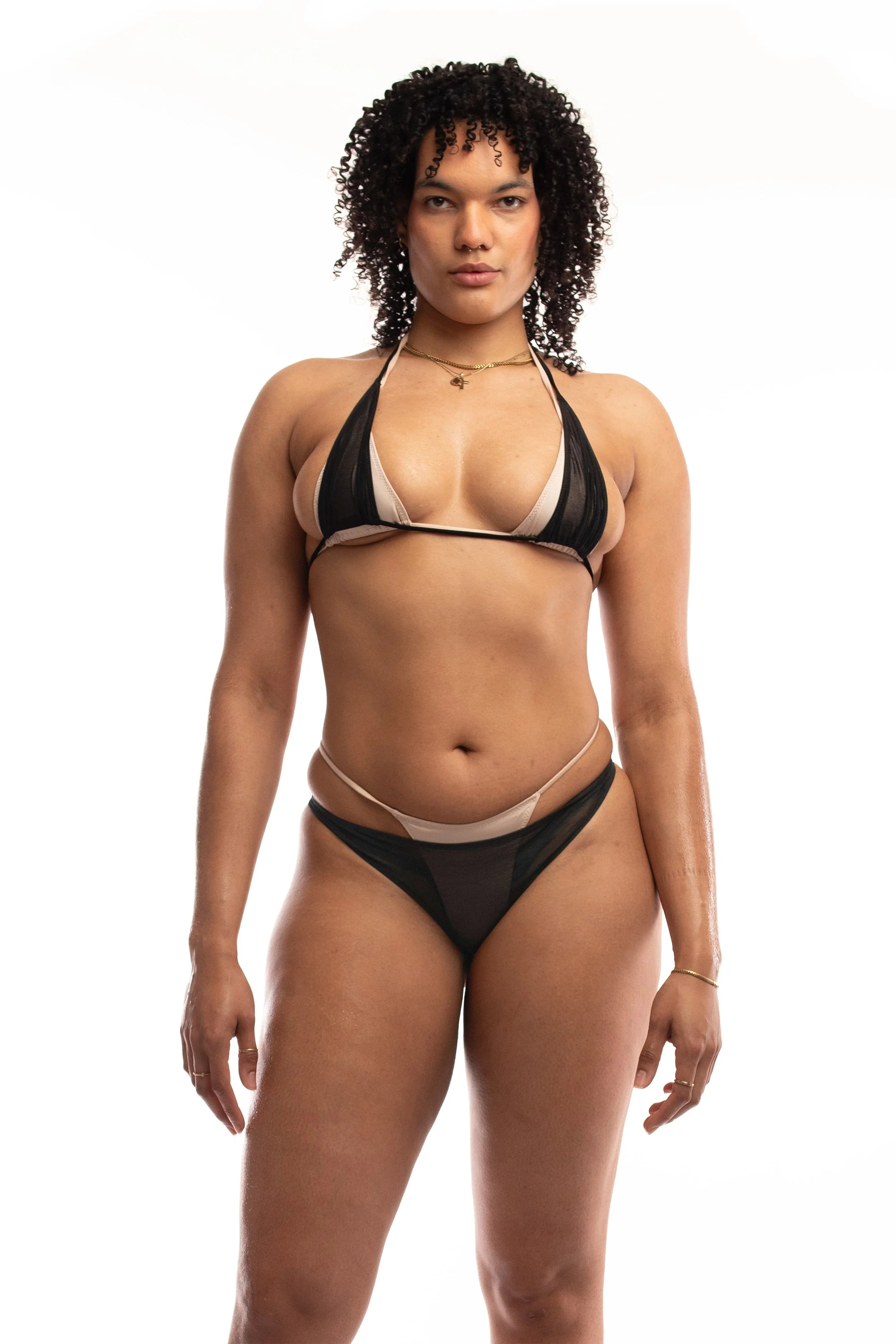 Mini transparent bikini top - black