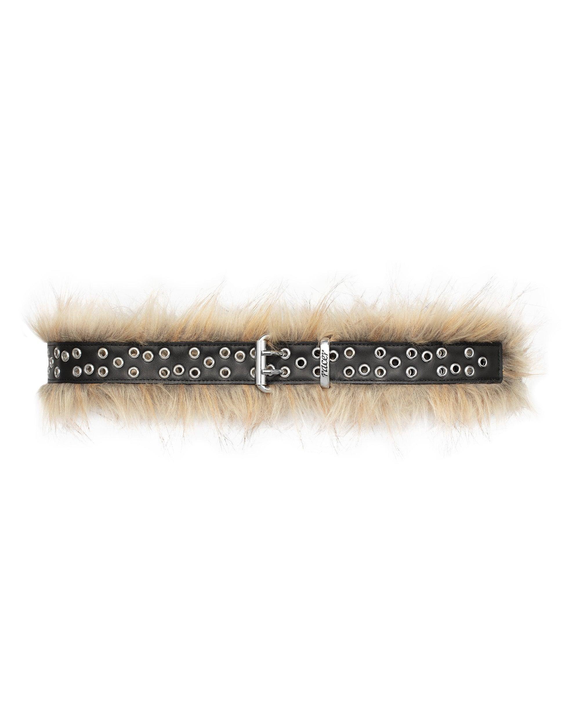 Fur leather belt