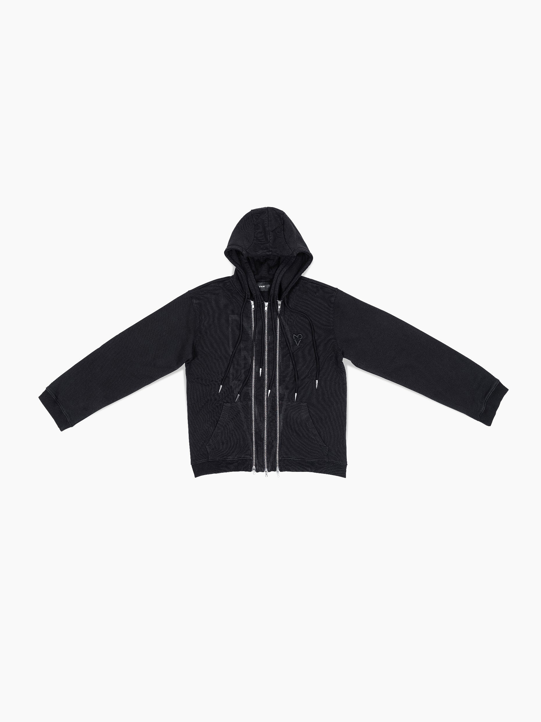 Vain three zip hoodie black