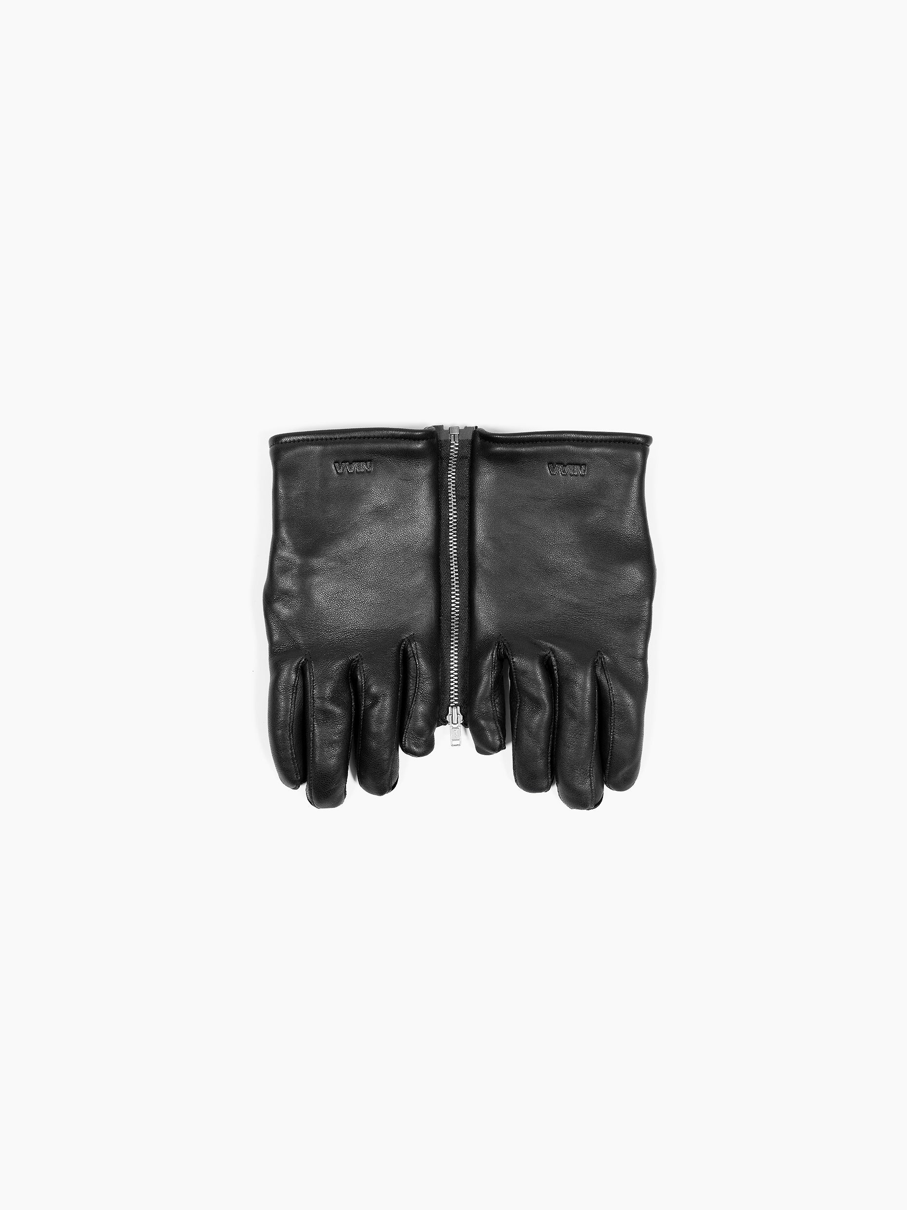 Vain zip leather gloves