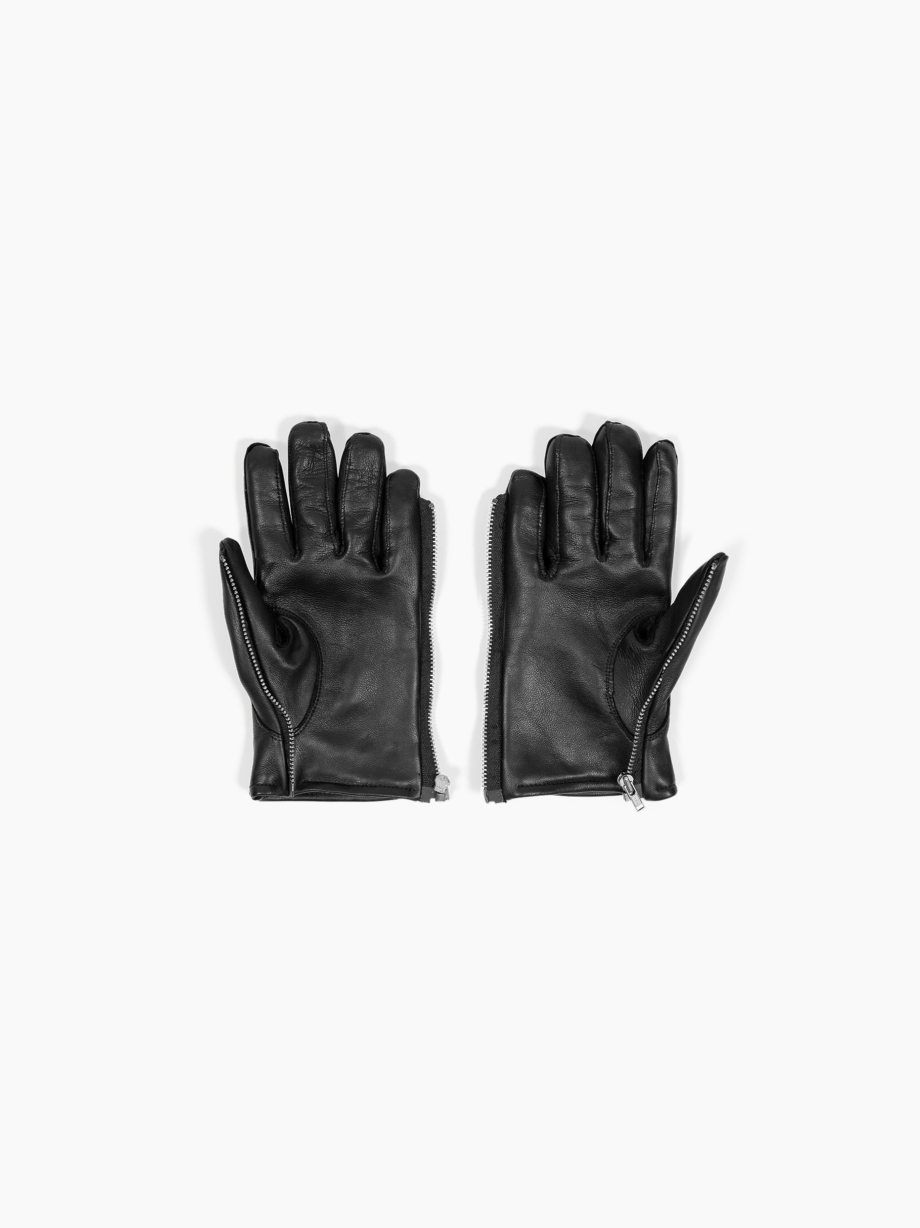 Vain zip leather gloves
