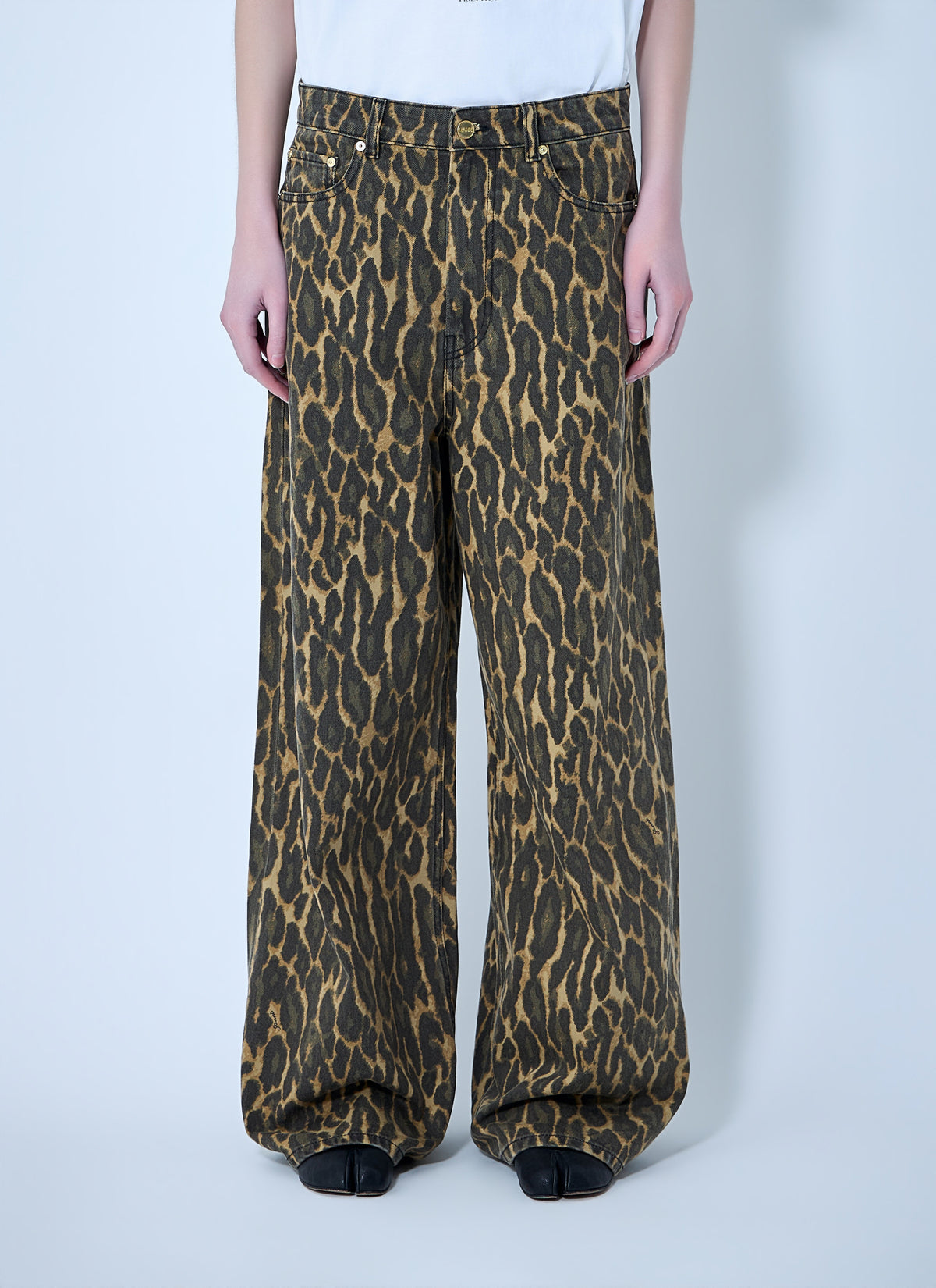 Print denim baggy jeans