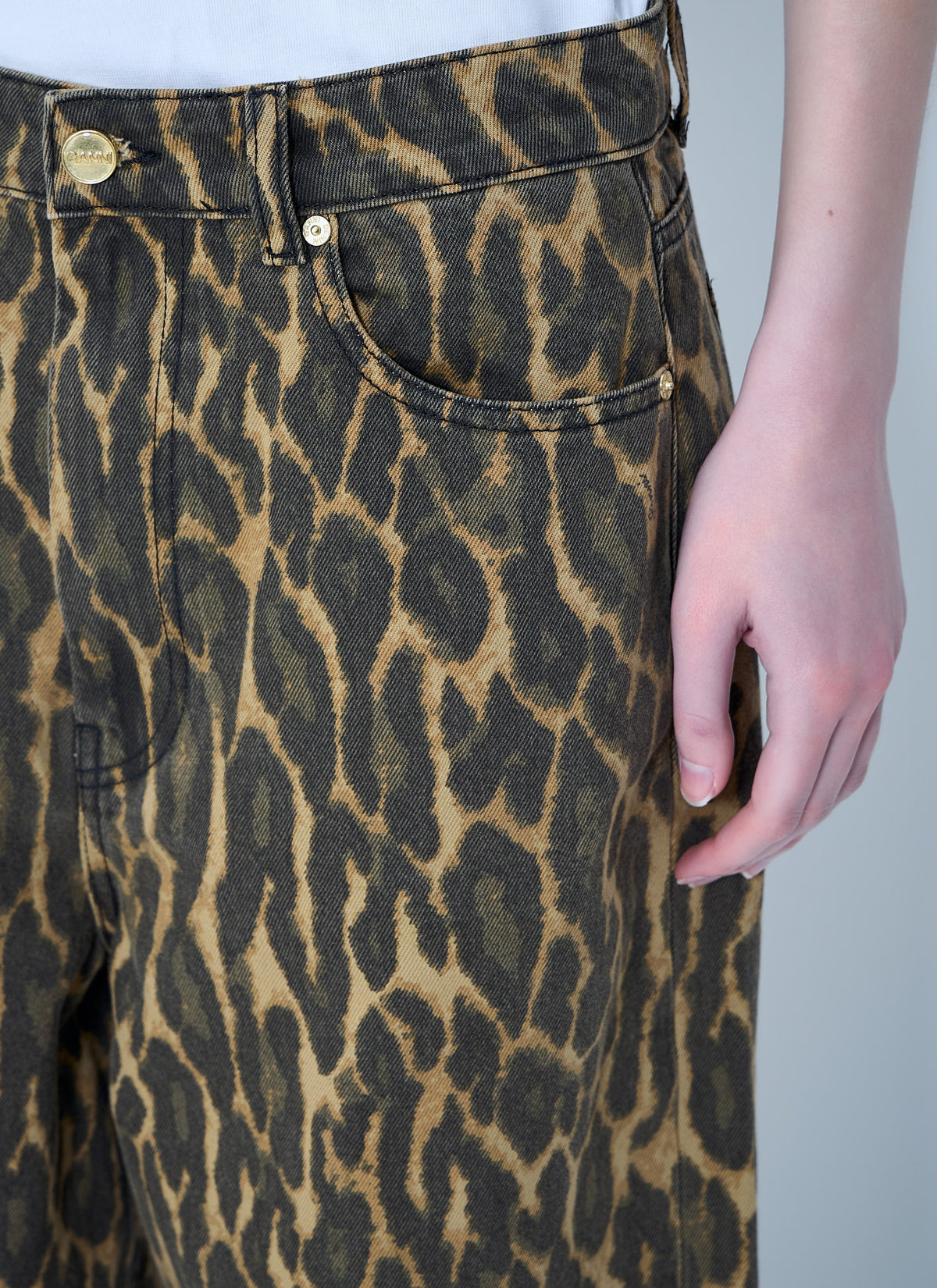 Print denim baggy jeans