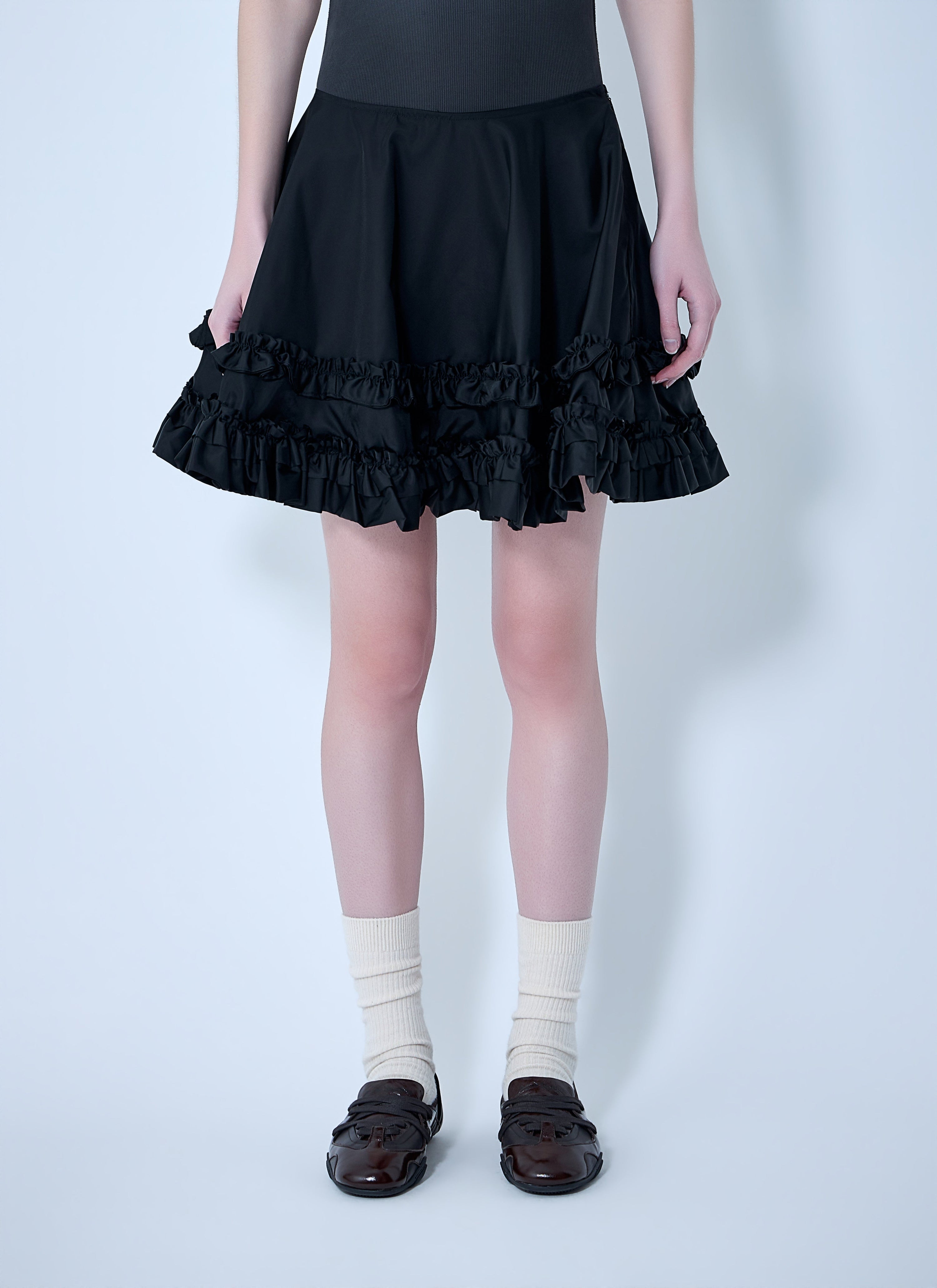 Duchesse nylon mini frill circle skirt