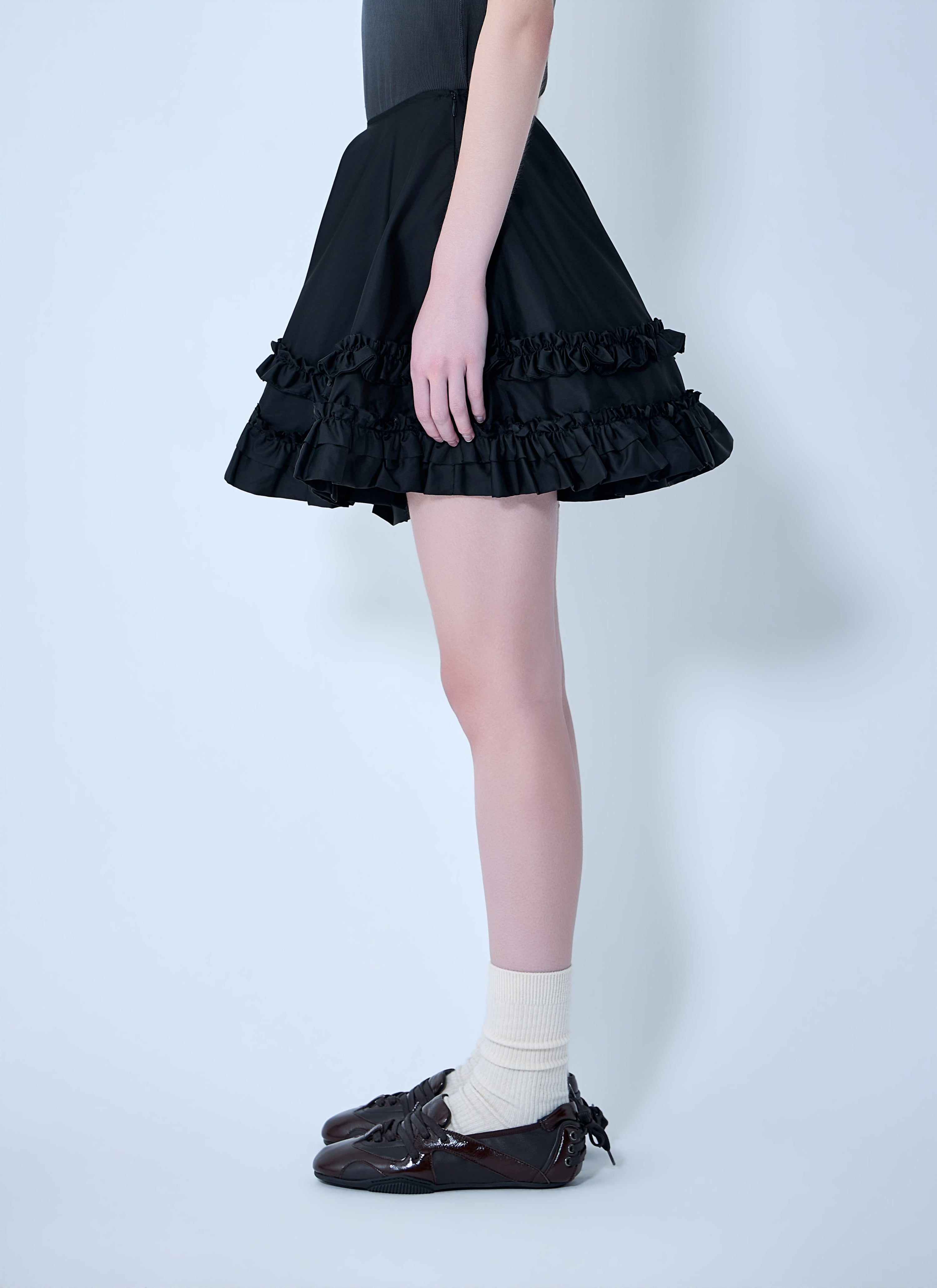 Duchesse nylon mini frill circle skirt