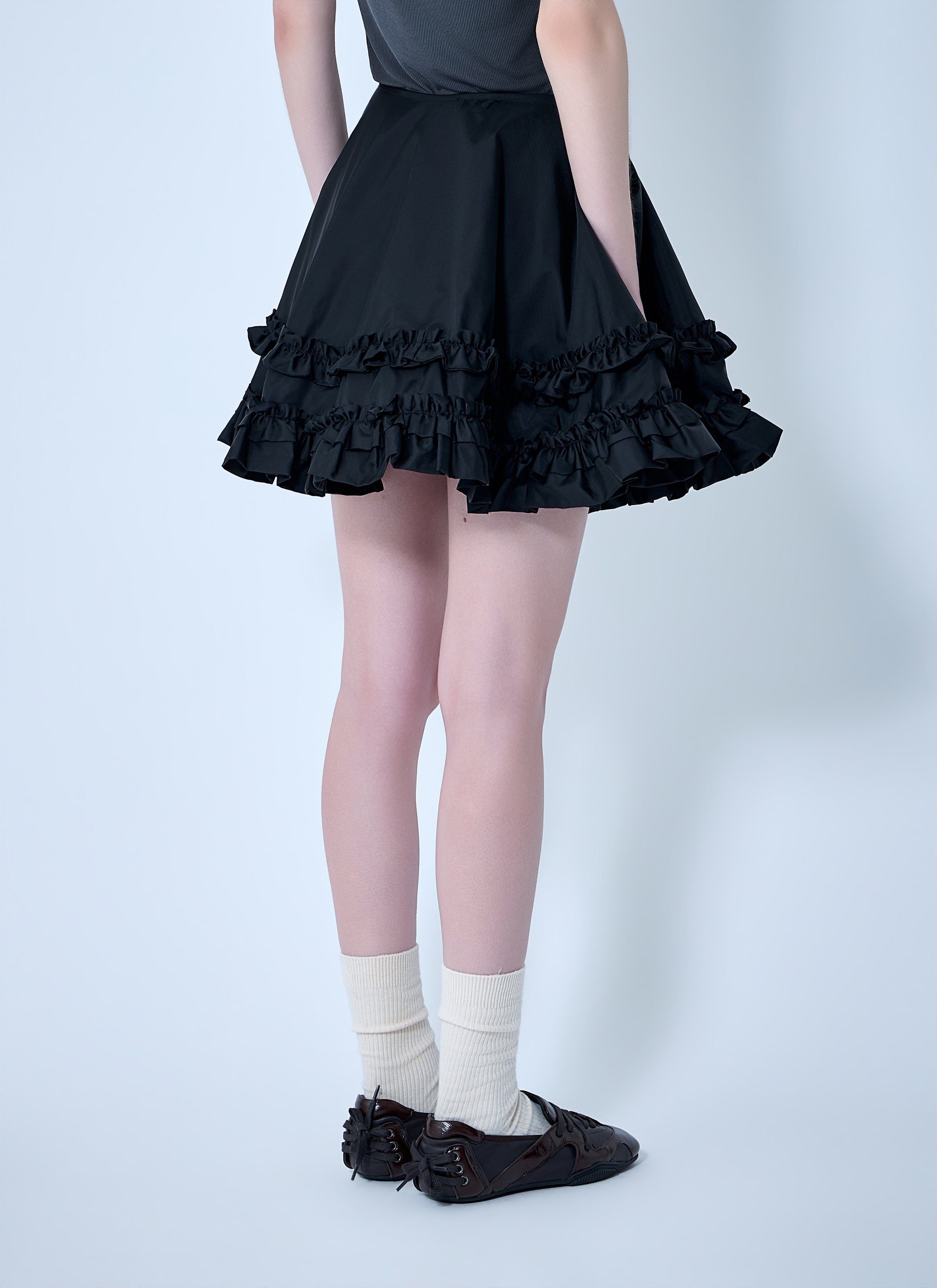 Duchesse nylon mini frill circle skirt