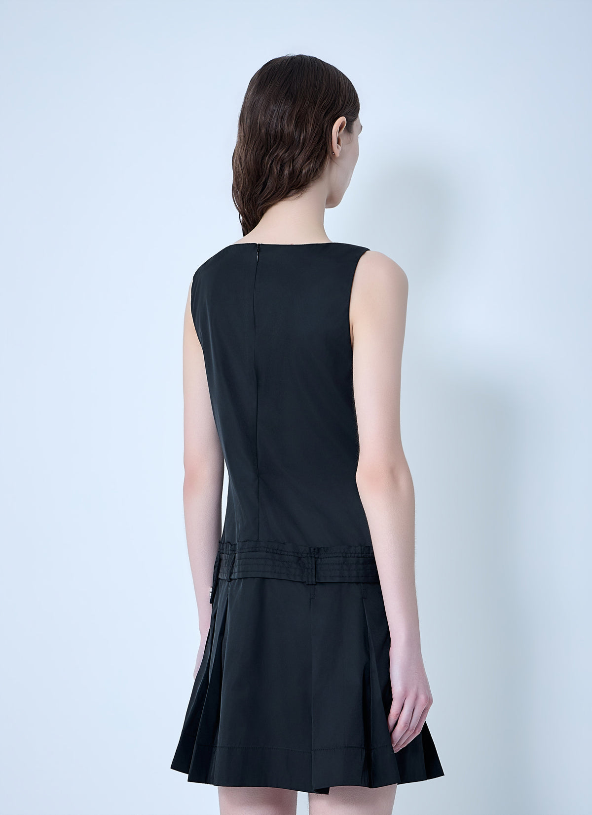 Duchesse nylon belted mini dress