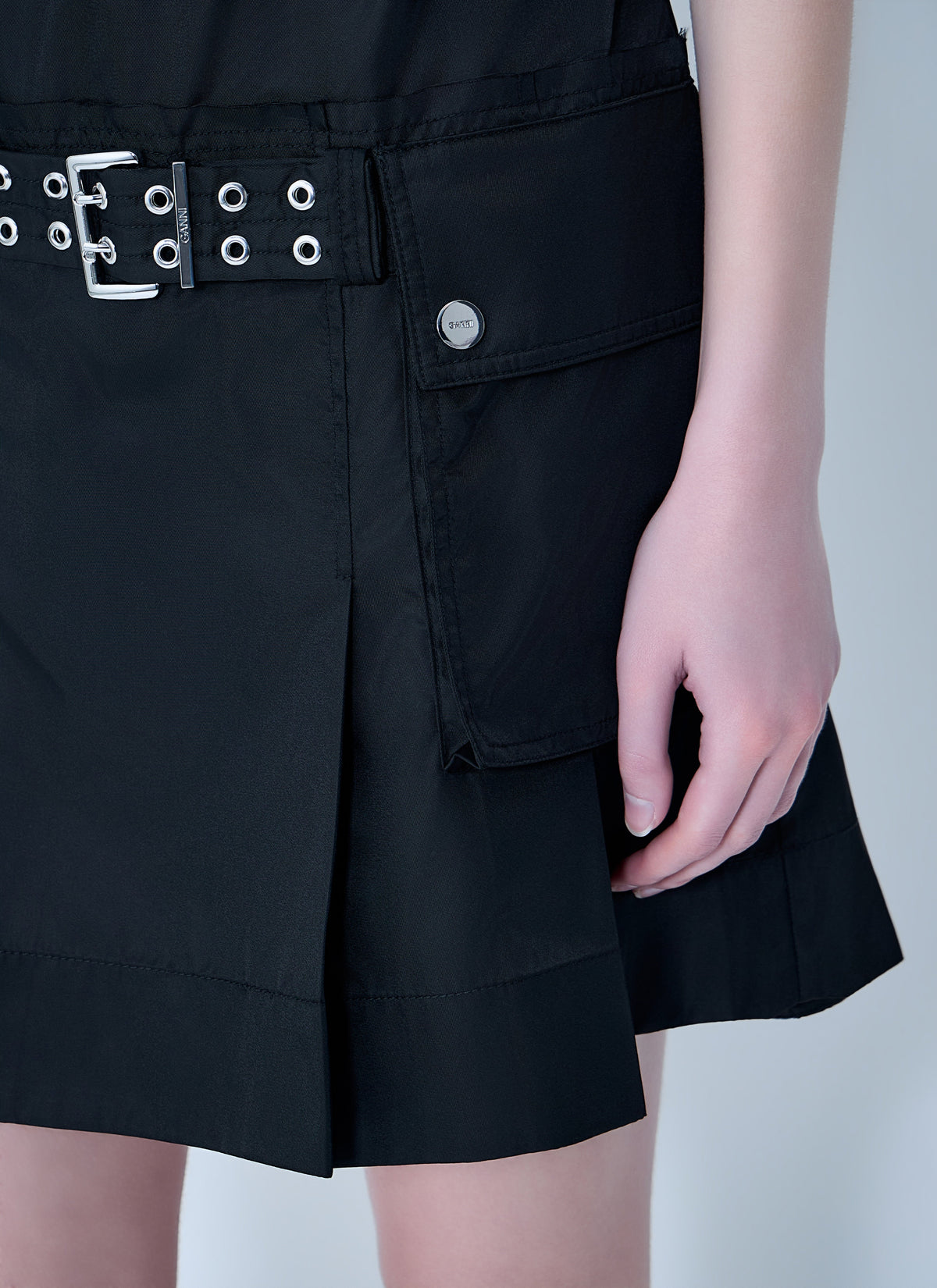 Duchesse nylon belted mini dress