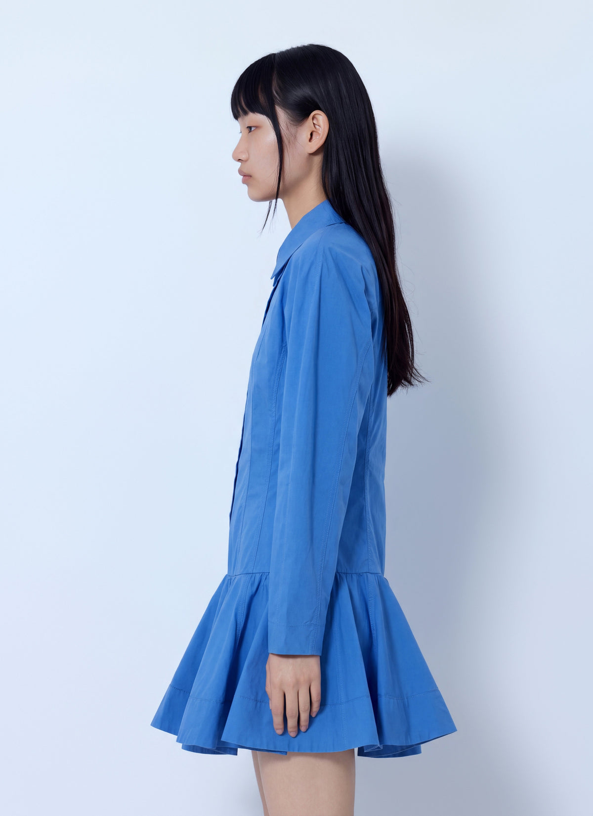 Stretch cotton mini shirt dress