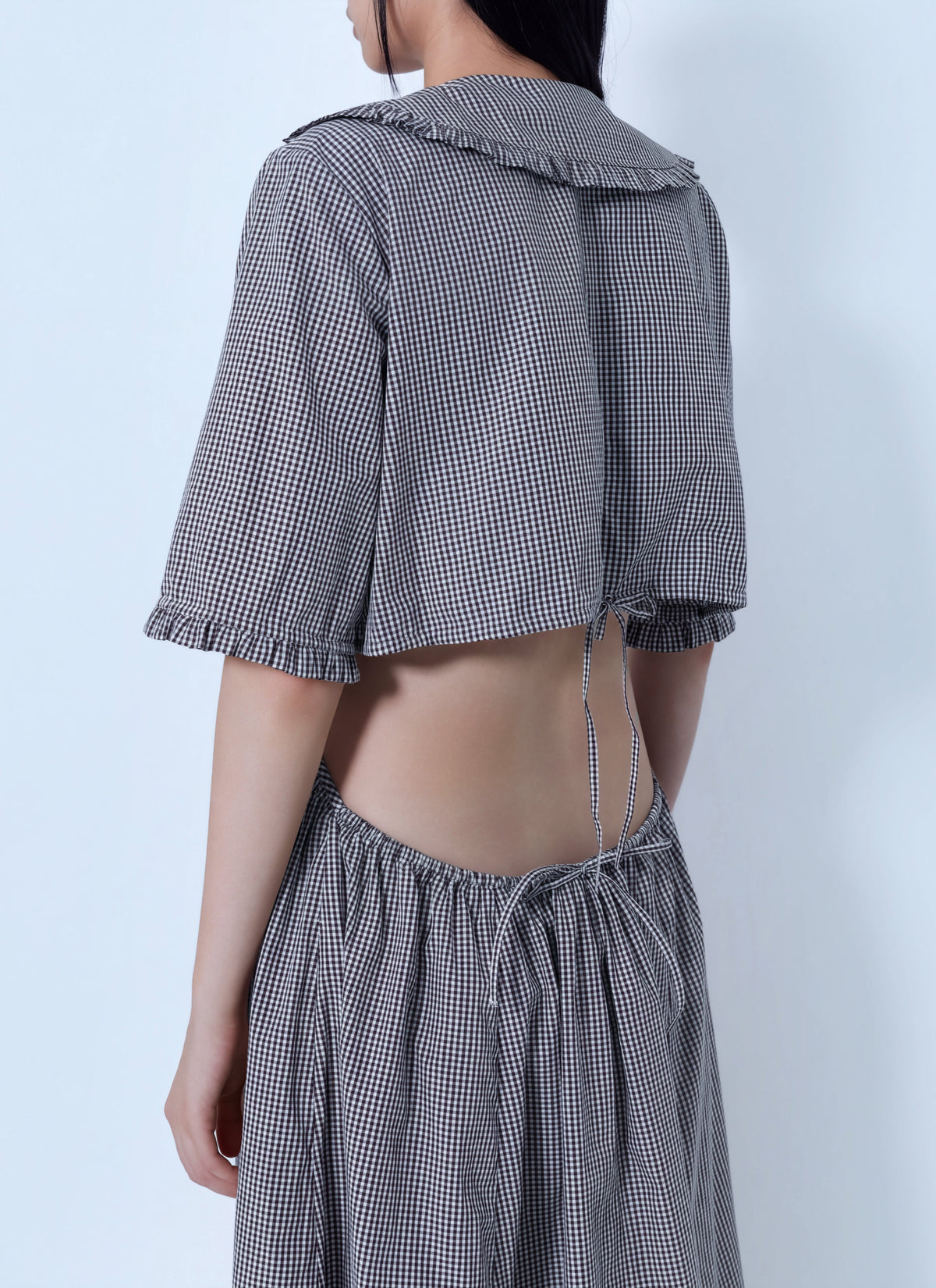 Check cotton cut out midi dress