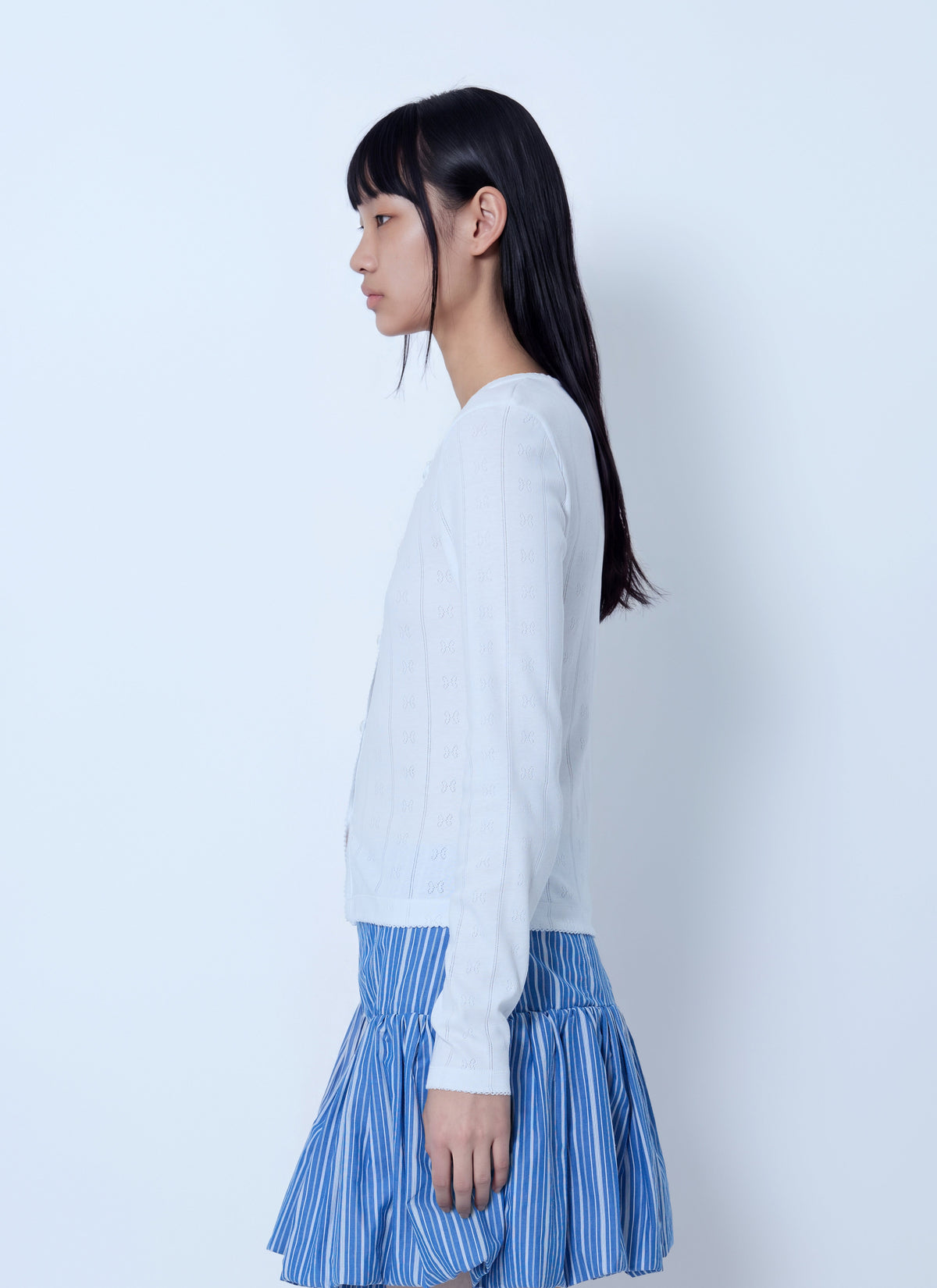 Compact pointelle rib jersey top
