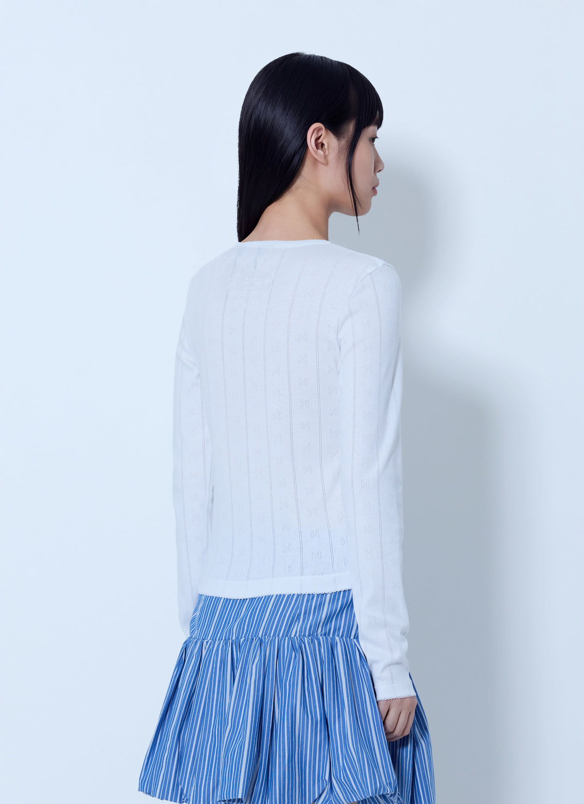 Compact pointelle rib jersey top