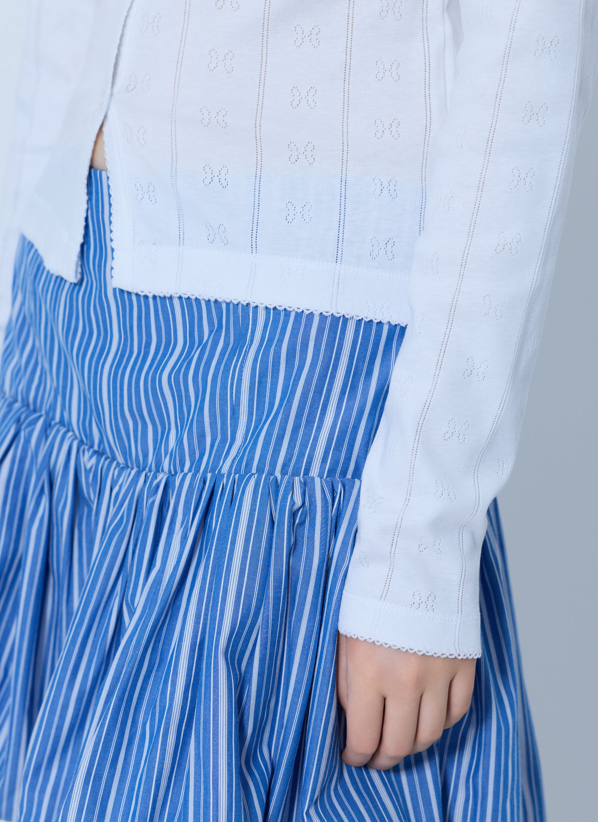 Compact pointelle rib jersey top