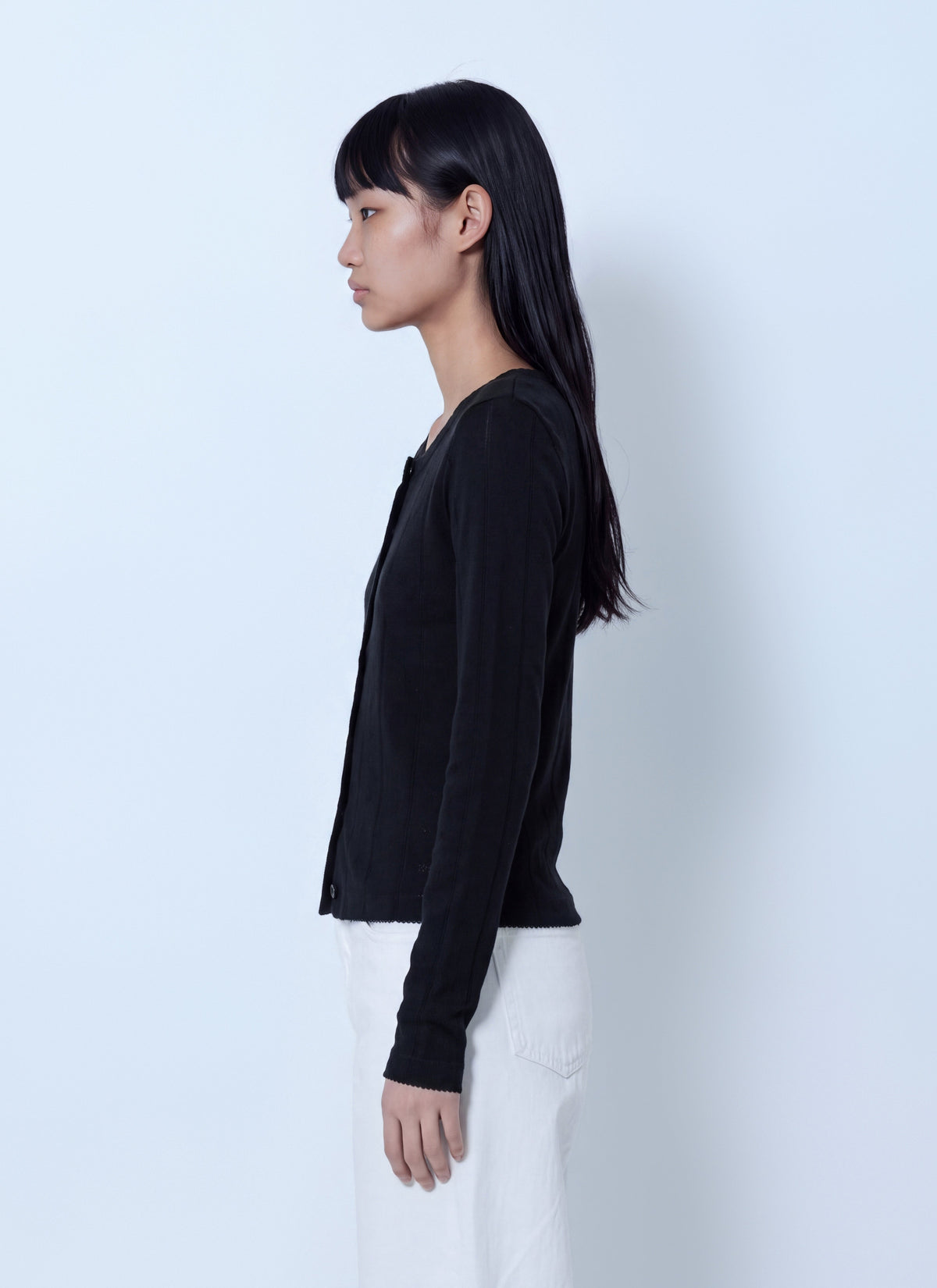Compact pointelle rib jersey top