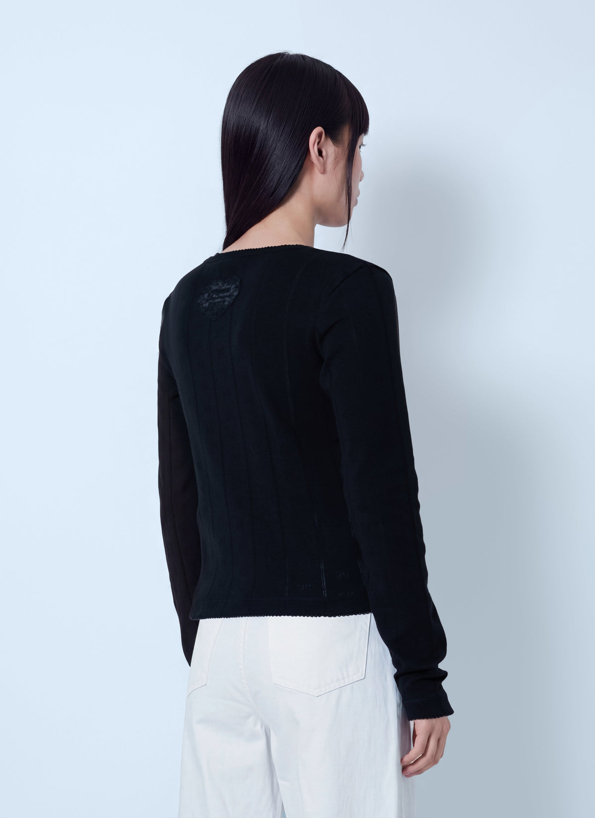 Compact pointelle rib jersey top
