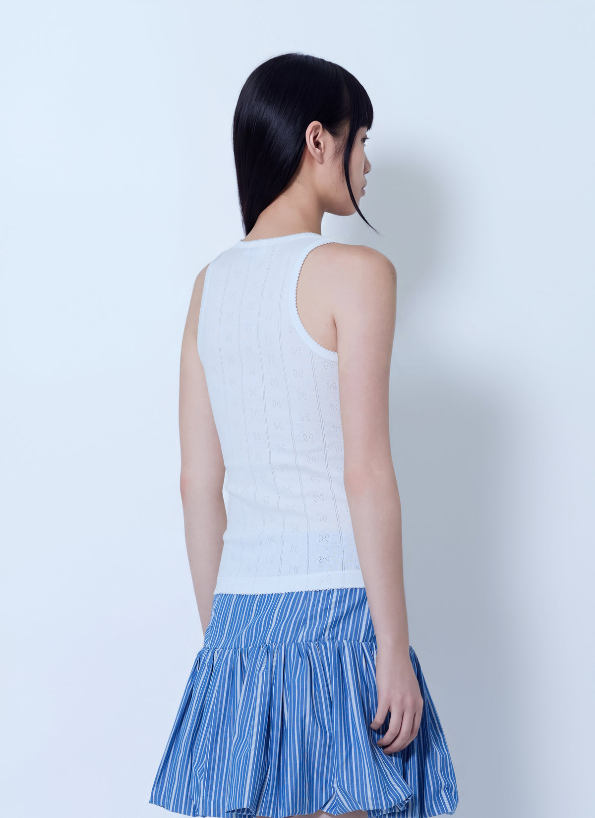 Compact pointelle rib jersey tank top